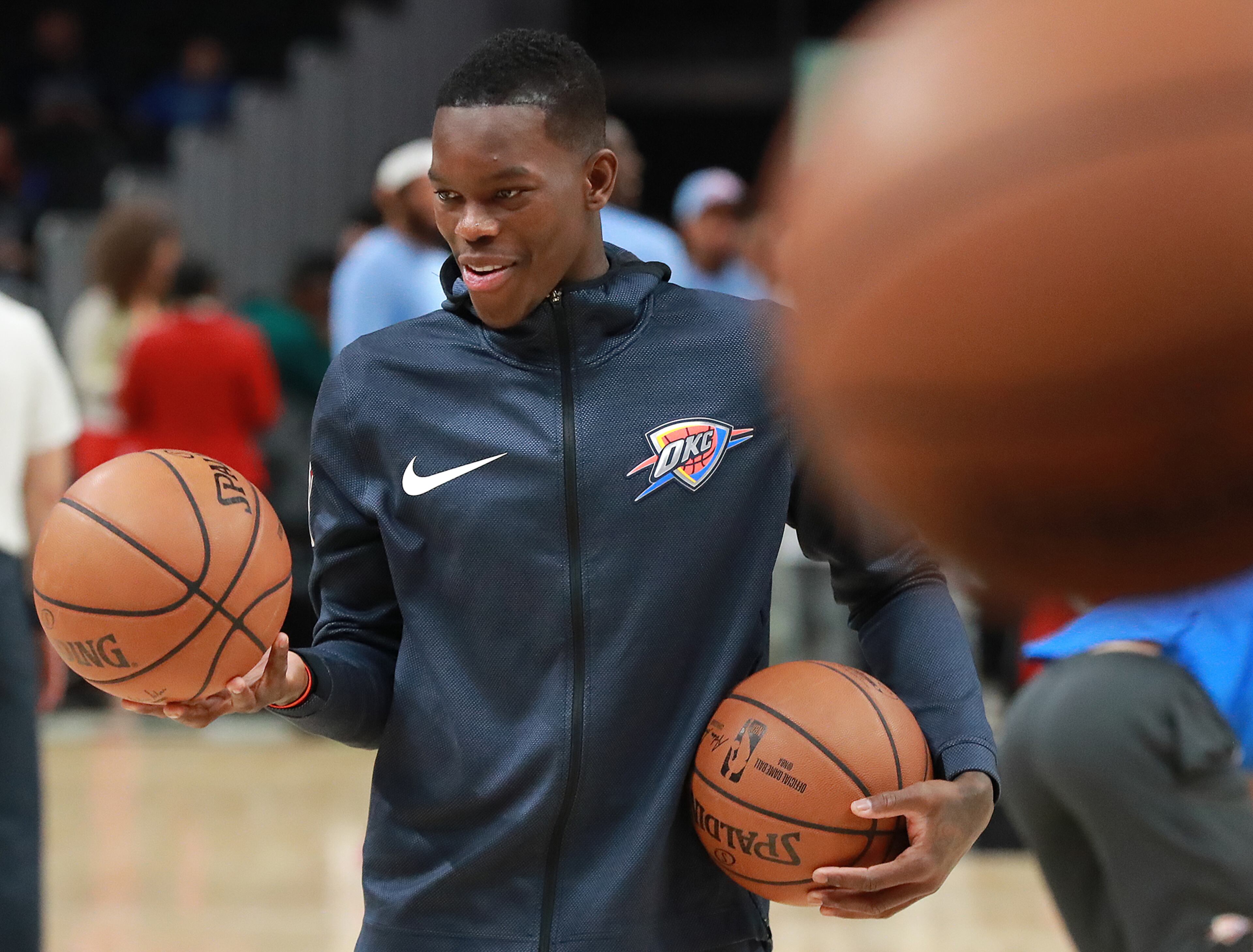 Jan. 15, 2019 Atlanta: Former Atlanta Hawks guard Dennis Schroder returns for the first time with the Oklahoma City Thunder preparing to play in a NBA basketball game on Tuesday, Jan. 15, 2019, at State Farm Arena in Atlanta. Curtis Compton/ccompton@ajc.com