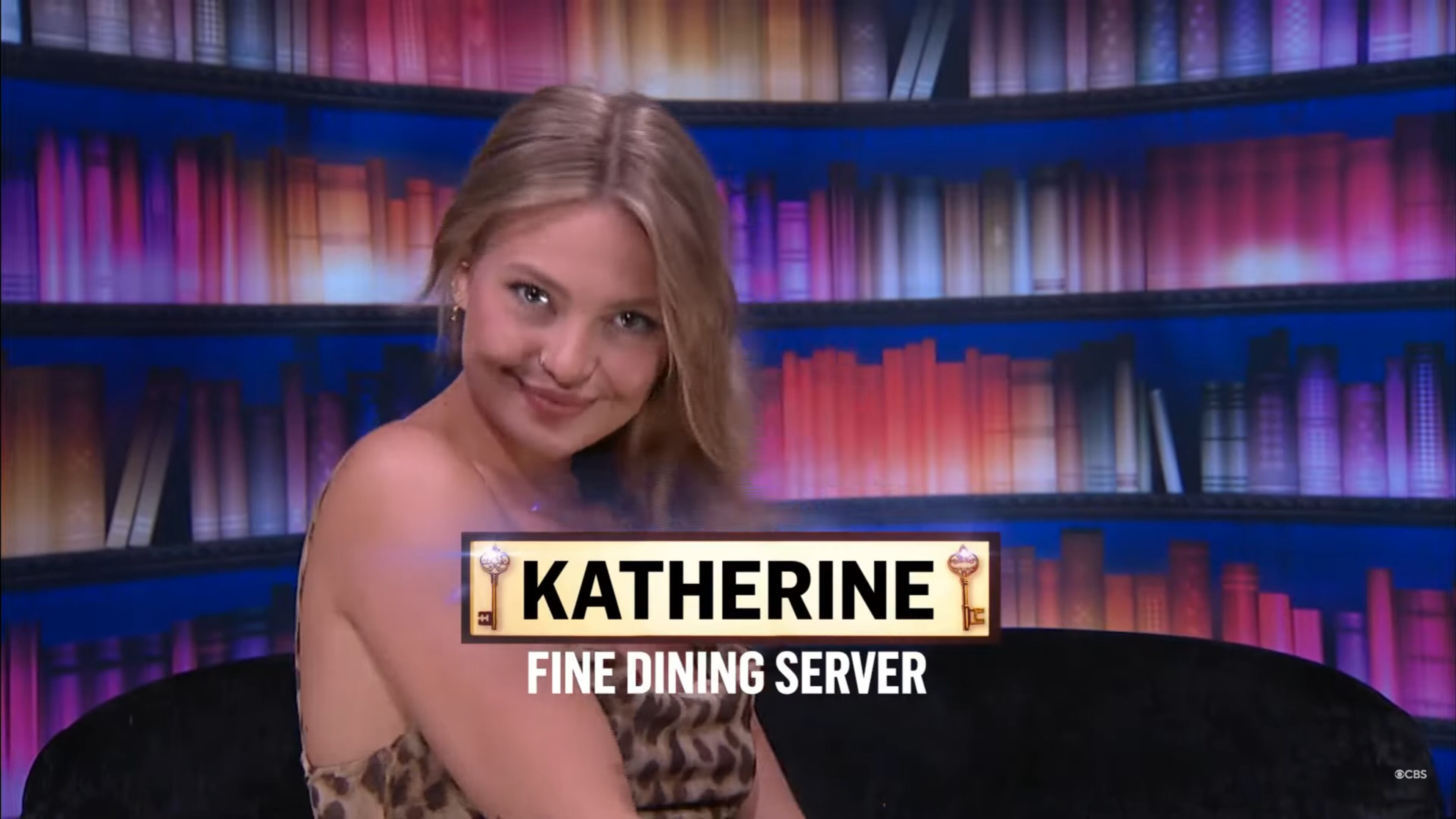 Season 27 "Big Brother" contestant Katherine Woodman (seen this screenshot) is a University of South Carolina graduate who grew up in metro Atlanta and is identified as a "fine dining server."