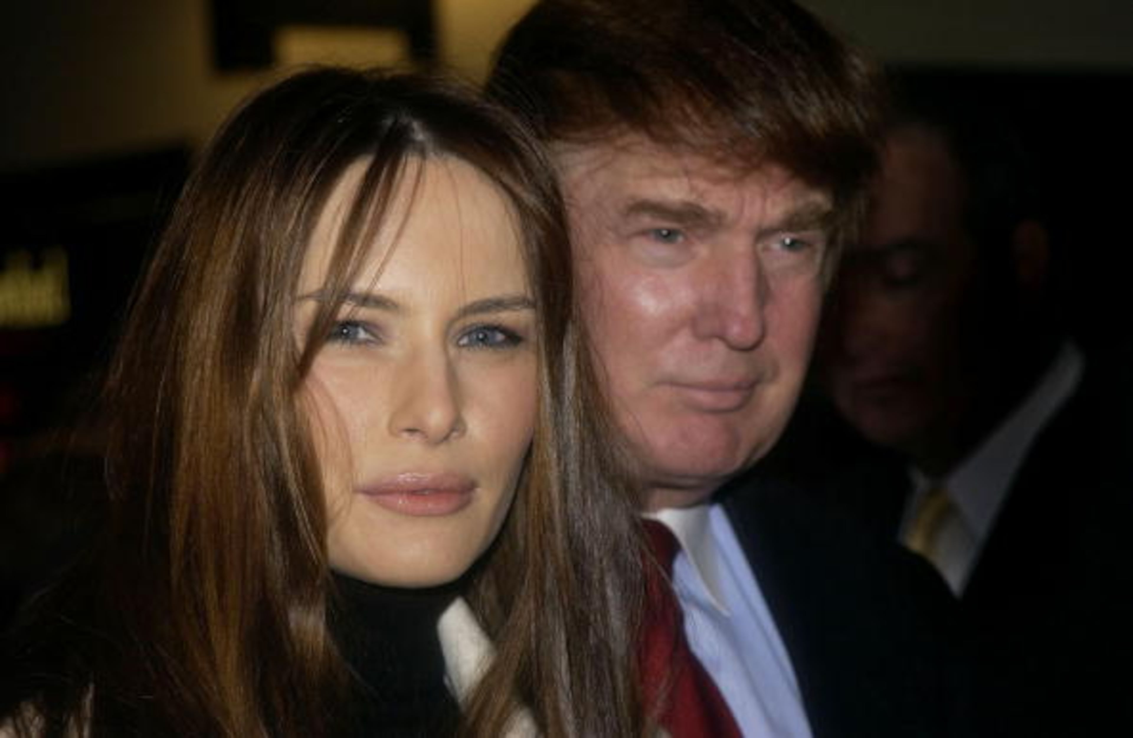 NEW YORK - DECEMBER 9: Model Melania Knauss arrives with developer Donald Trump for the opening night of the musical "Dance of the Vampires" December 9, 2002 at the Minskoff Theatre in New York City. (Photo by Mark Mainz/Getty Images)