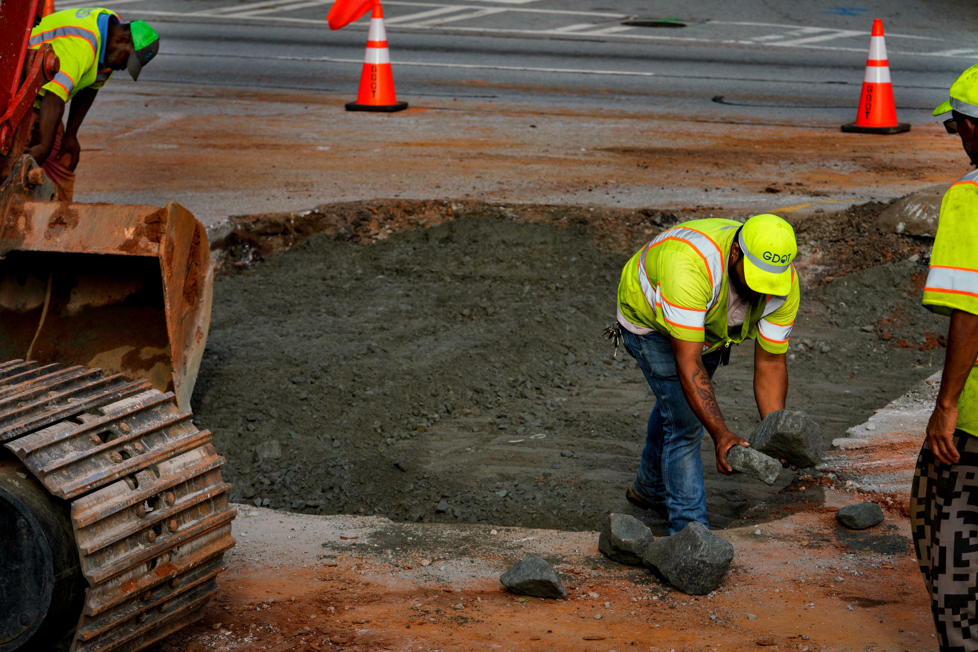 Crews with the Georgia Department of Transportation are working to repair a large hole along Austell Road caused by a collapsed storm drain. The road is expected to be closed most of Thursday.