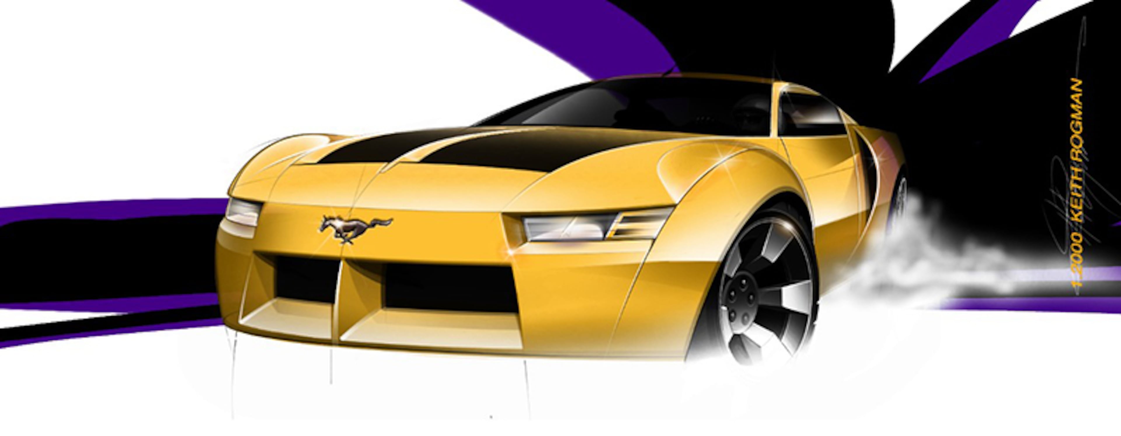 This Mustang sketch is strongly influenced by the 1995 Ford GT90 concept.