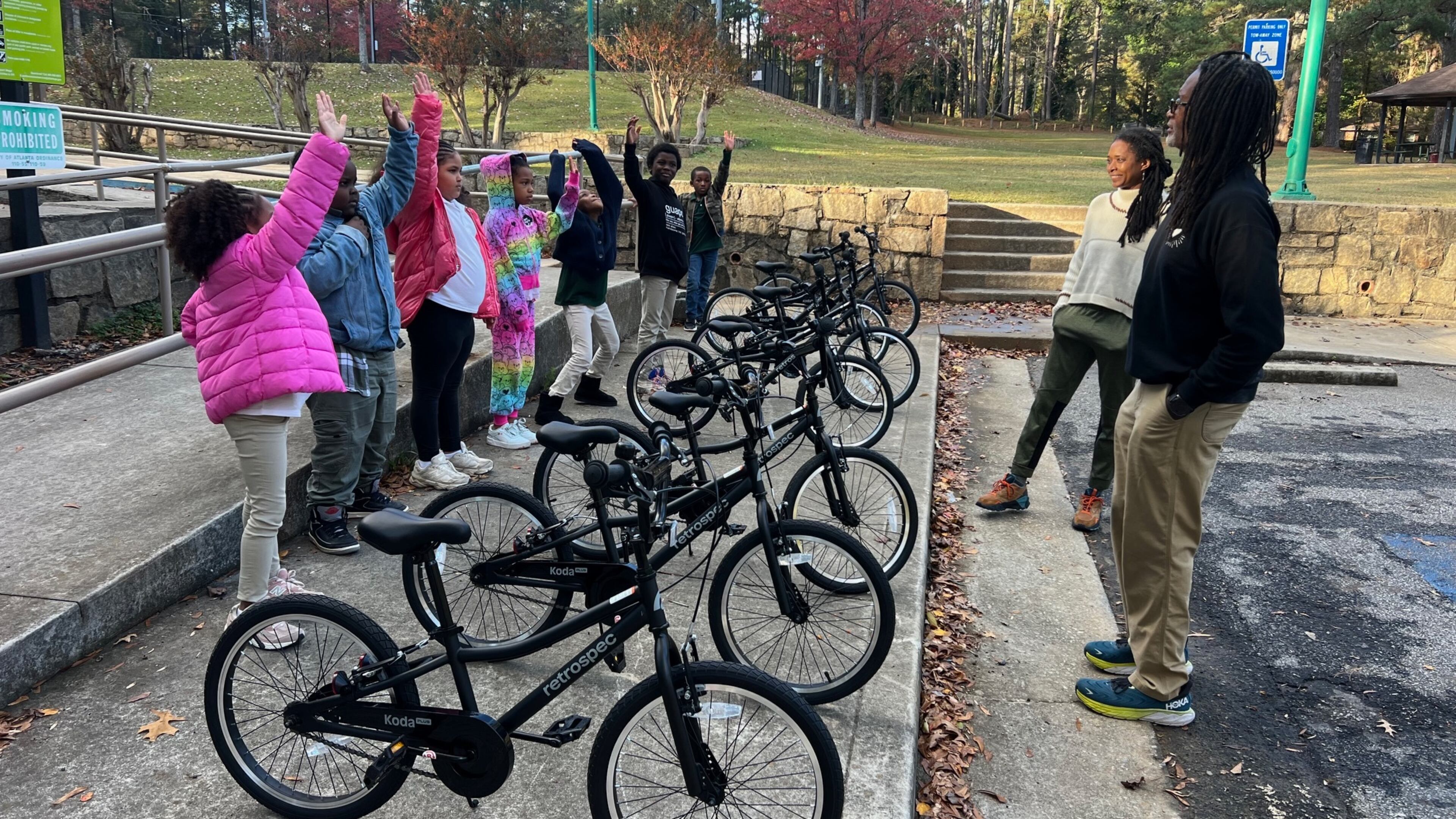 Students take part in afterschool program "Shifting Gears" at Ben Hill Recreation Center in January 2025. The six-class series is aimed at teaching young Atlantans how to cycle on city streets safely. (Courtesy of PropelATL)