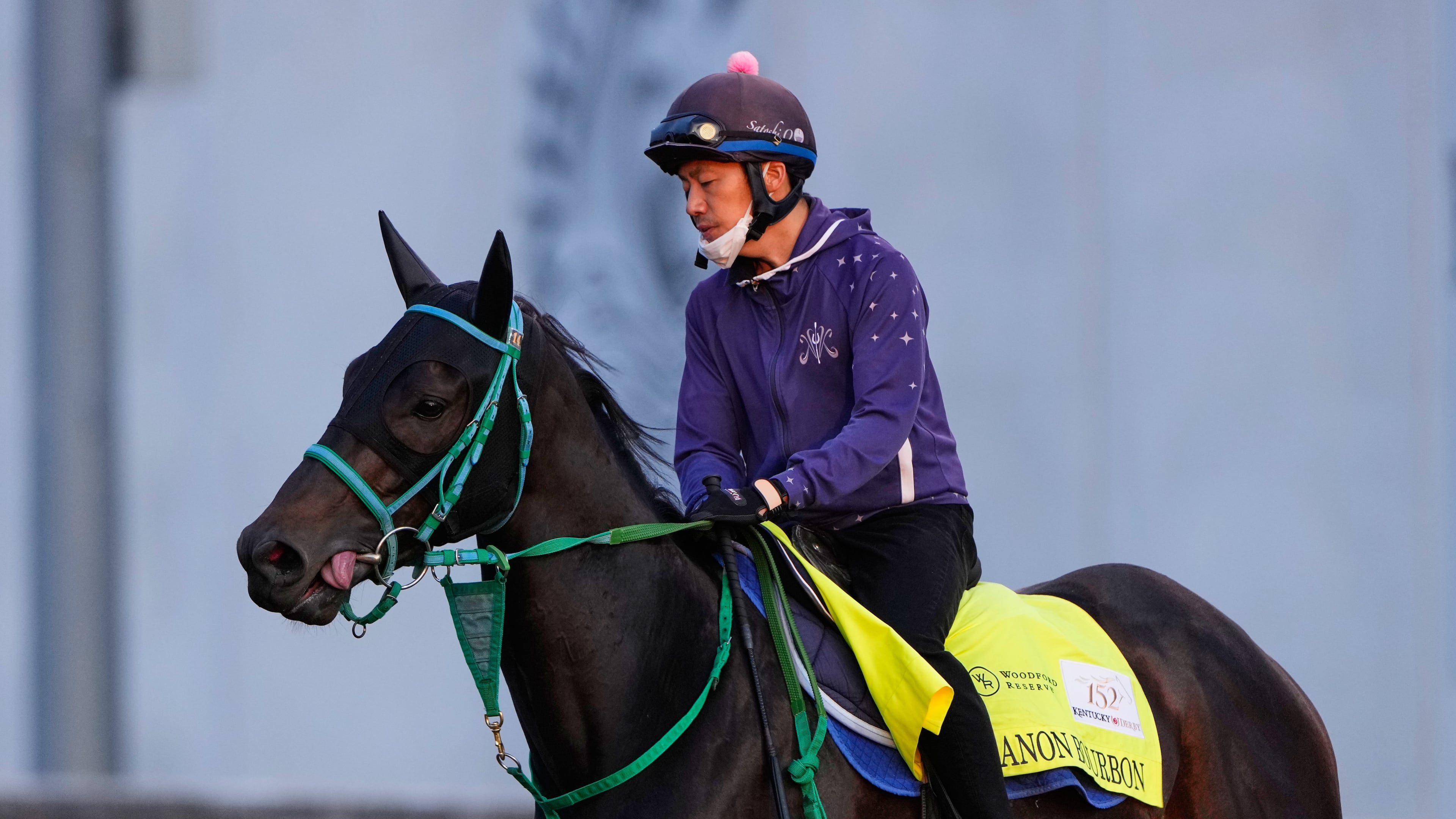 Kentucky Derby entrant Danon Bourbon works out at Churchill Downs Monday, April 27, 2026, in Louisville, Ky. (AP Photo/Charlie Riedel)