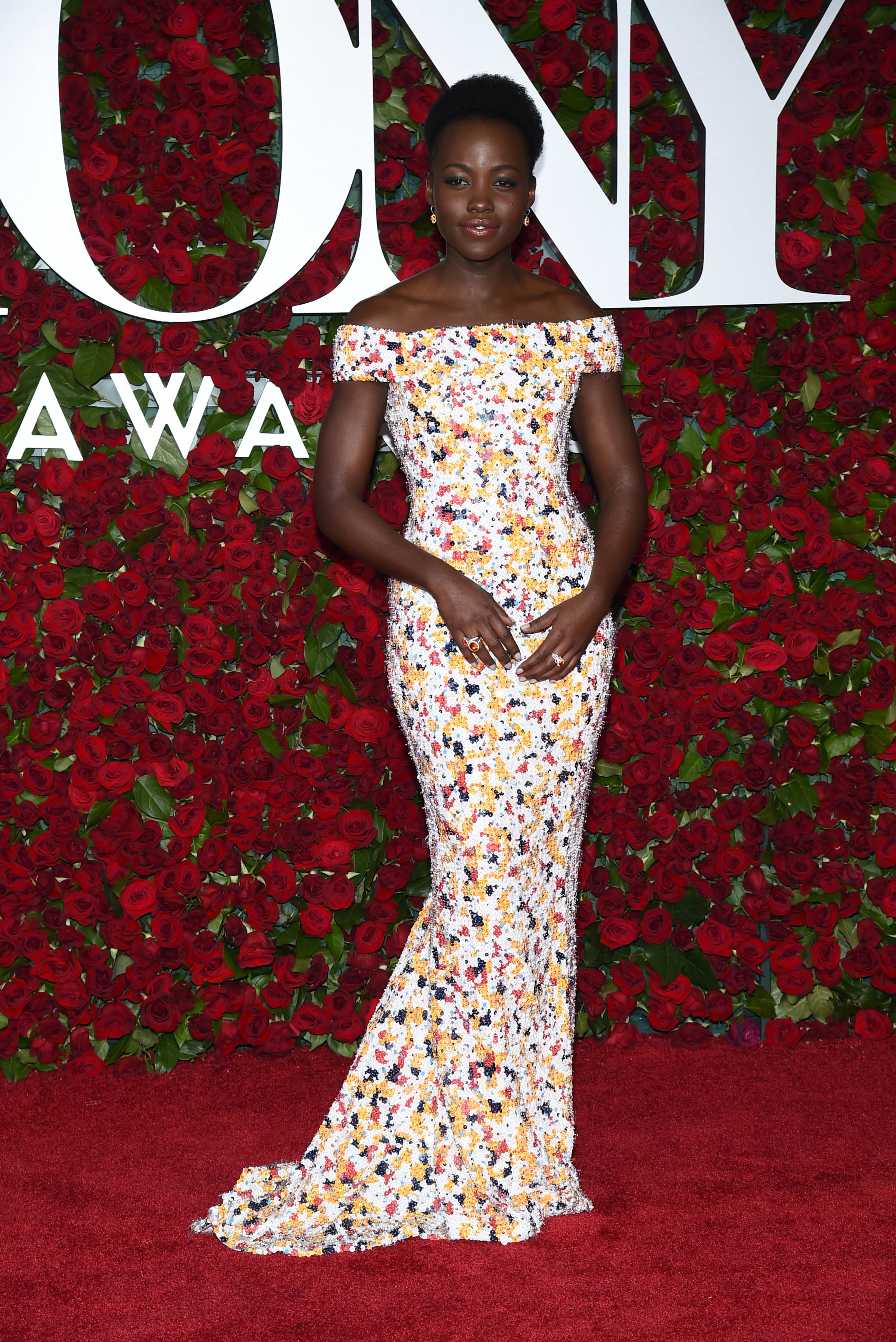 Lupita Nyong'o arrives at the Tony Awards at the Beacon Theatre on Sunday, June 12, 2016, in New York. (Photo by Charles Sykes/Invision/AP)