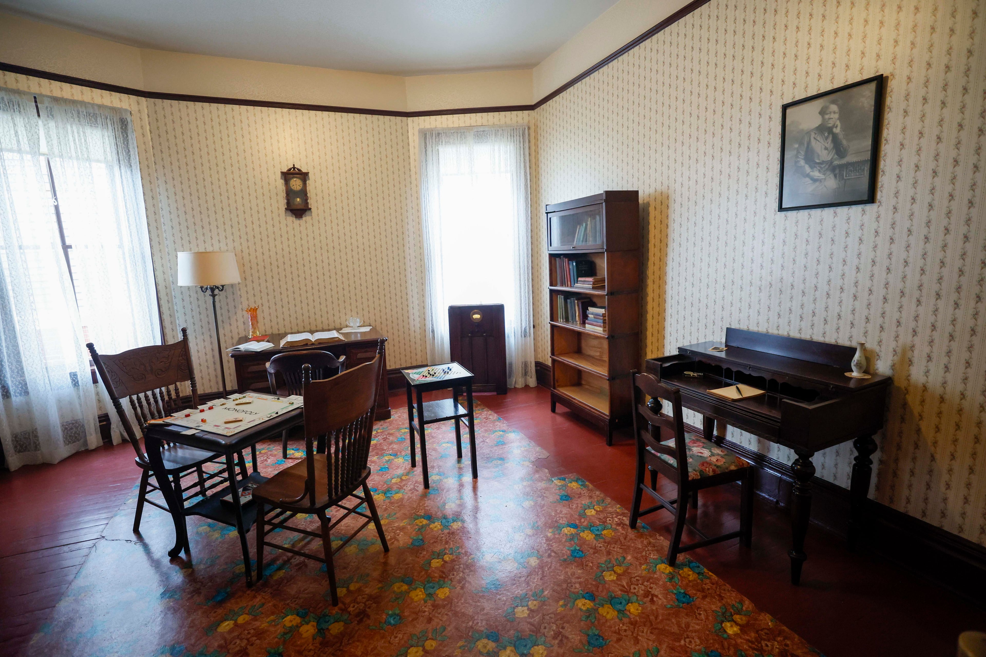 The family room of the restored Martin Luther King Jr. childhood home is shown on Thursday, July 2, 2026. The house, which has been under renovation since November 2023, is scheduled to reopen to visitors just in time for the 250th anniversary of the United States. (Miguel Martinez/AJC)