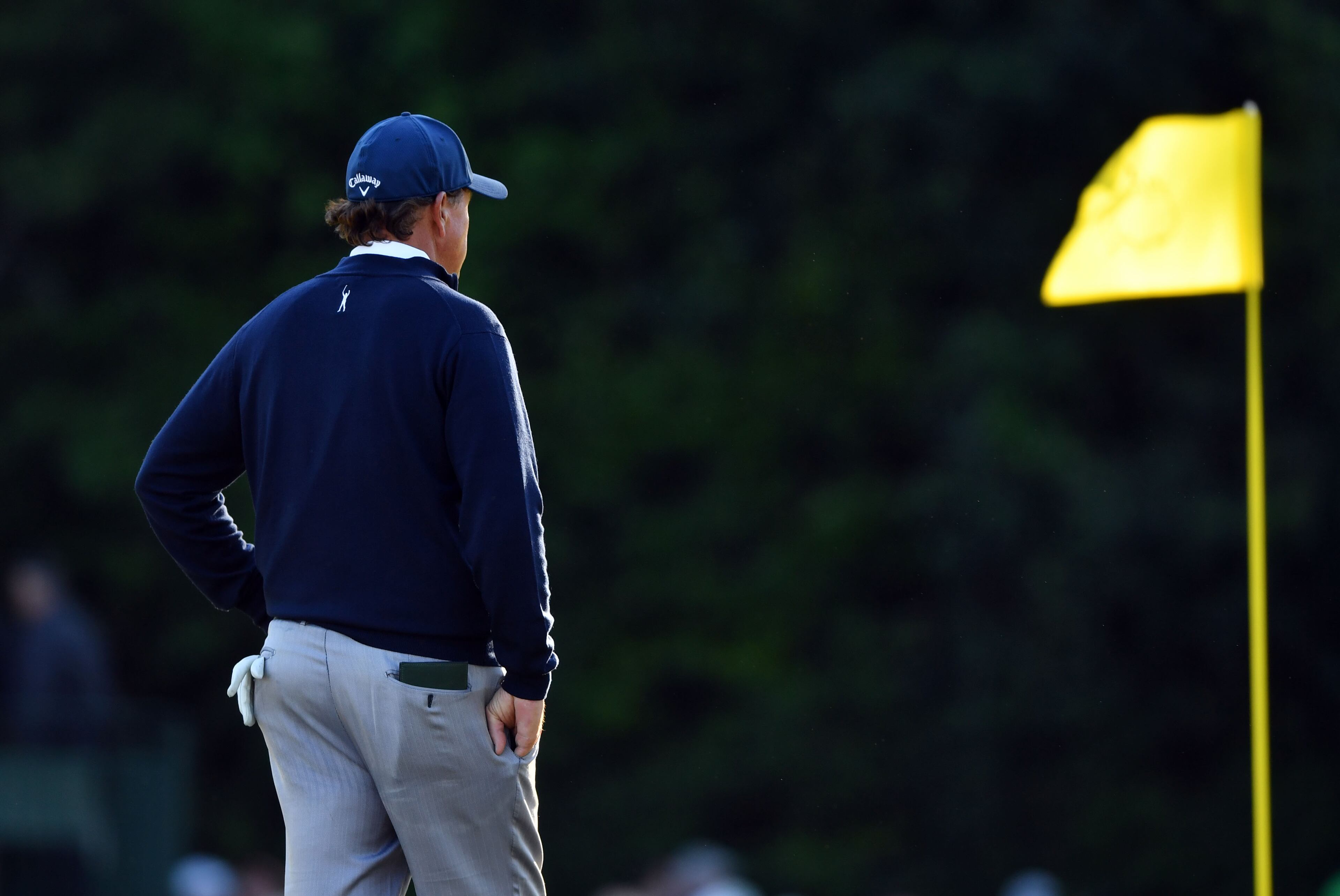 April 7, 2017 AUGUSTA Phil Mickelson checks his lie on the 15th hole. Play begins in the second round of the 81st Masters tournament at the Augusta National Golf Club, Friday April 7, 2017. BRANT SANDERLIN / SPECIAL