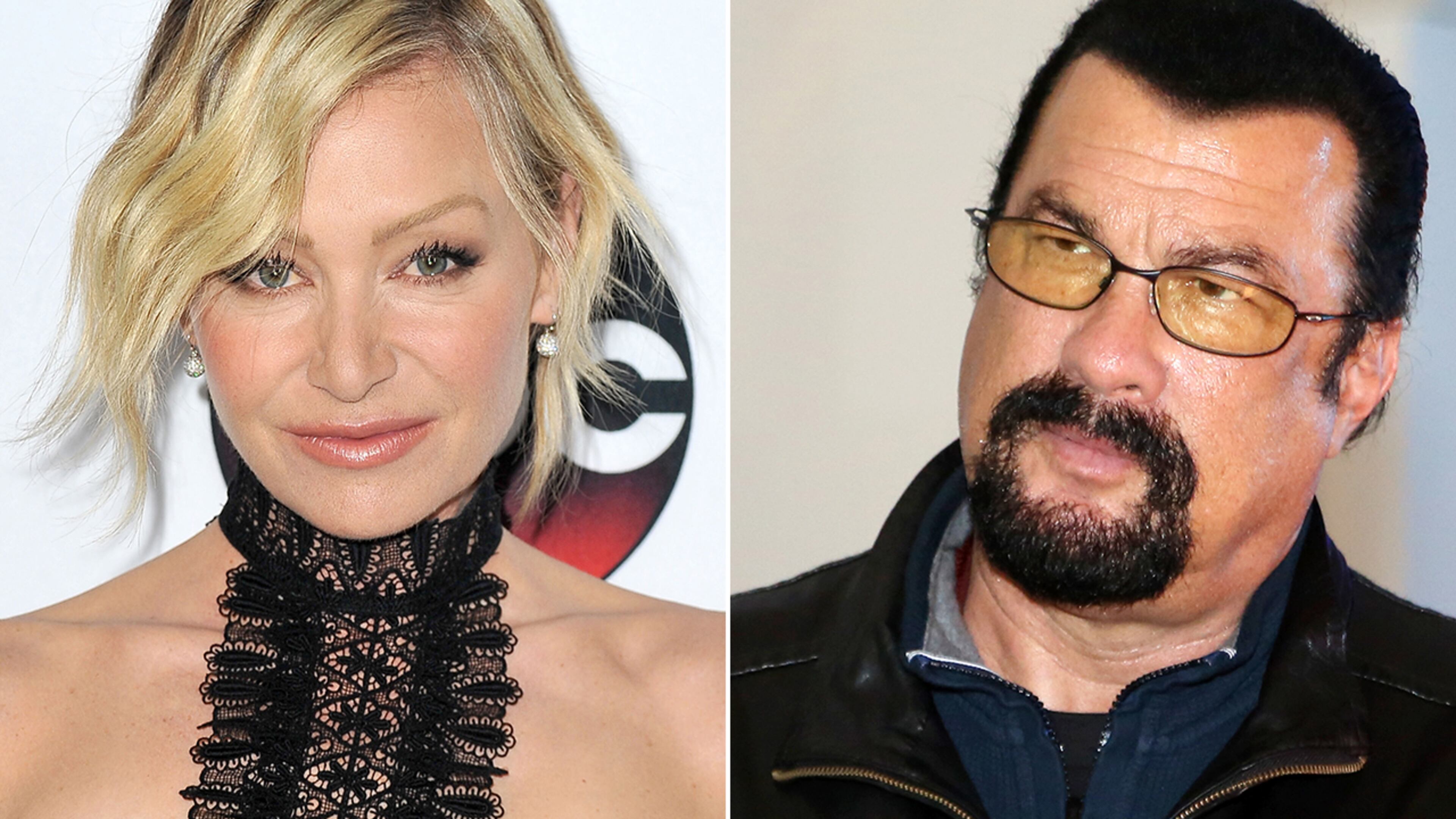 LEFT Actress Portia de Rossi (Photo by Jerod Harris/Getty Images) | RIGHT Steven Seagal (Photo by Kristina Nikishina/Getty Images for Mercedes-Benz Fashion Week Russia)