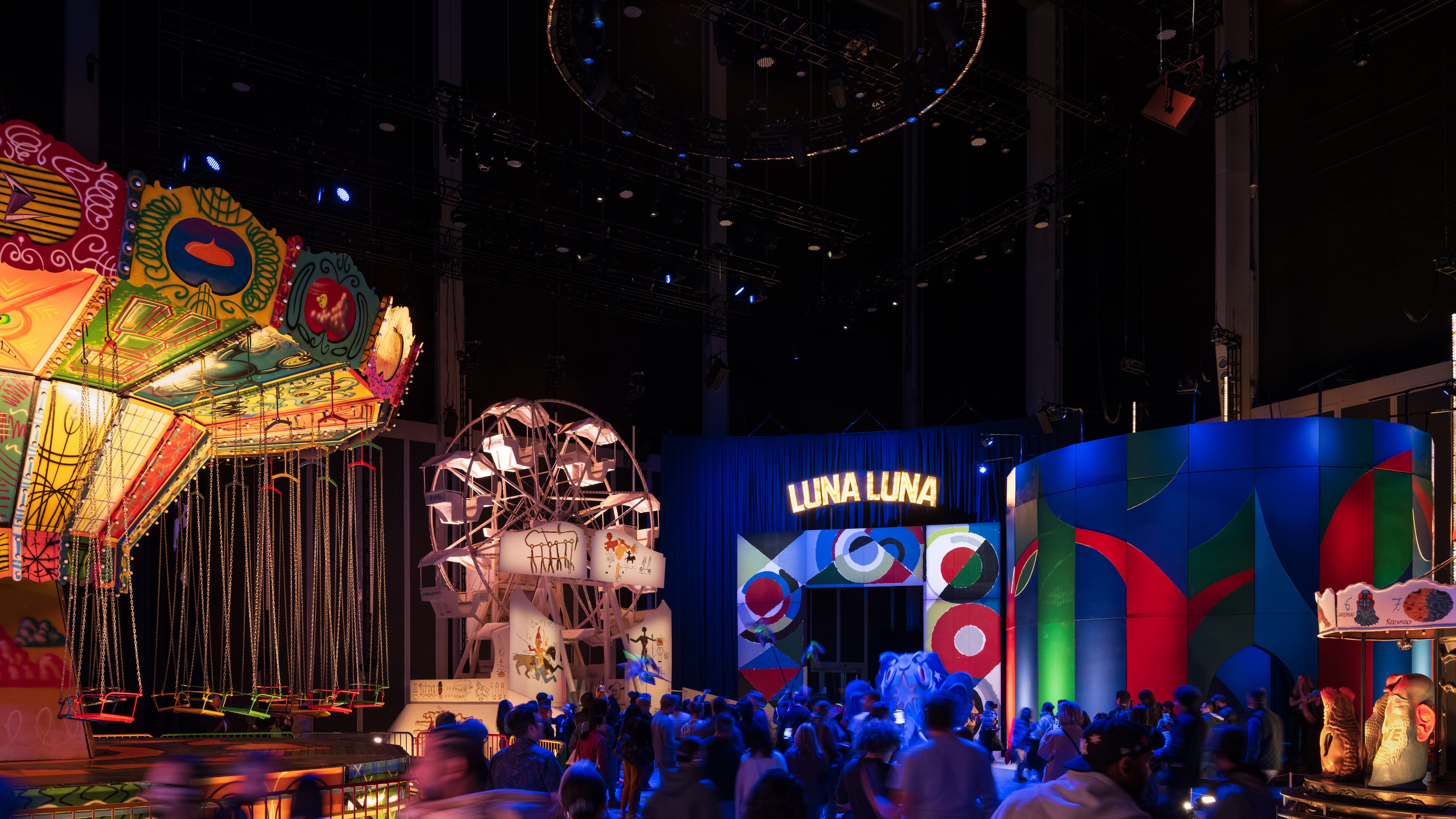 "Luna Luna" is a colorful, immersive carnival featuring rides painted by, or conceptualized by, renowned artists, including Jean-Michel Basquiat, Salvador Dalí, Keith Haring and Roy Lichtenstein. (Courtesy of Brian Ferry/Luna Luna).