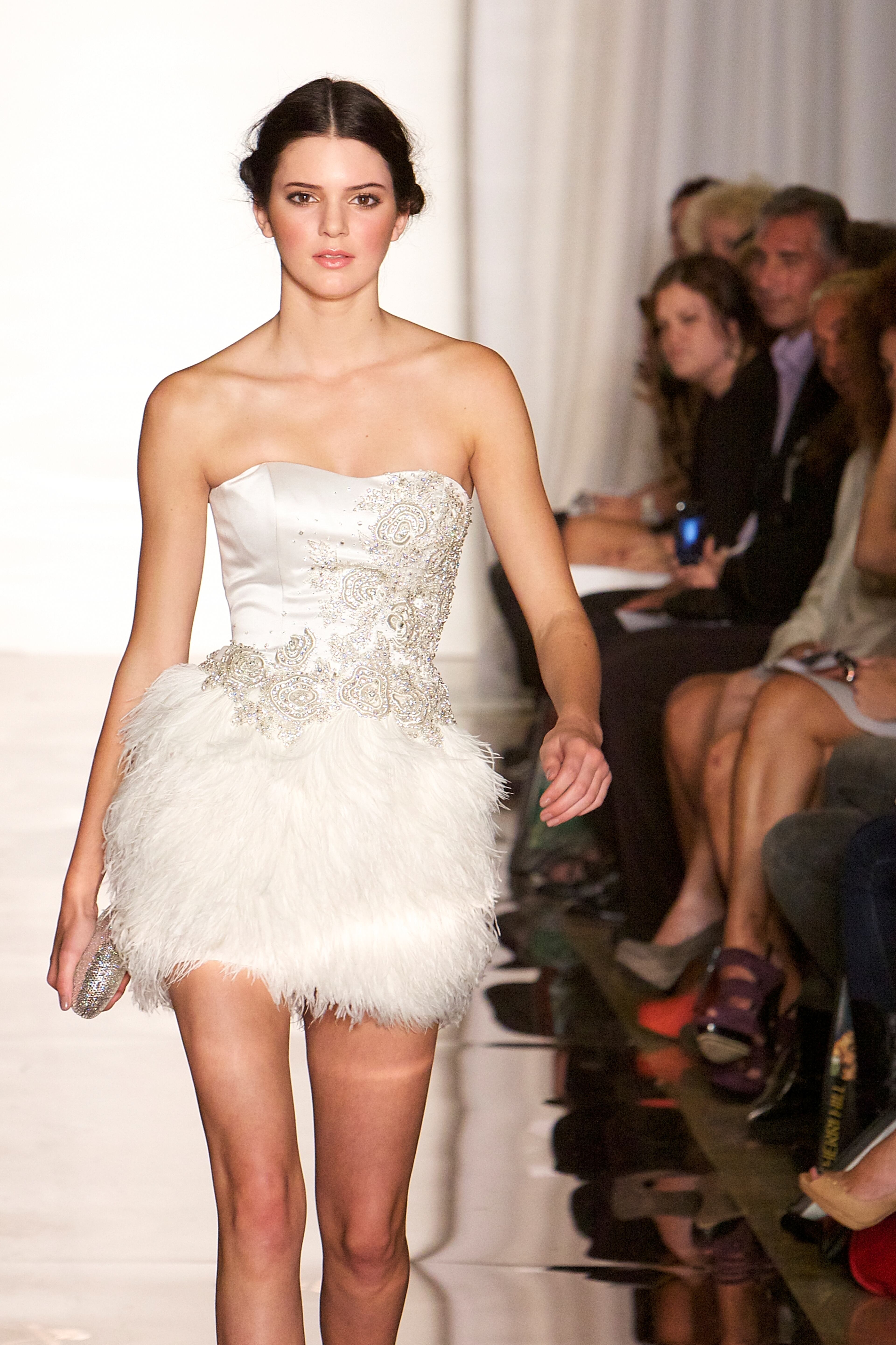 NEW YORK, NY - SEPTEMBER 14: Kendall Jenner walks the runway at the Evening Sherri Hill Spring 2012 fashion show during Mercedes-Benz Fashion Week at Trump Tower Grand Corridor on September 14, 2011 in New York City. (Photo by Jeff Schear/Getty Images)