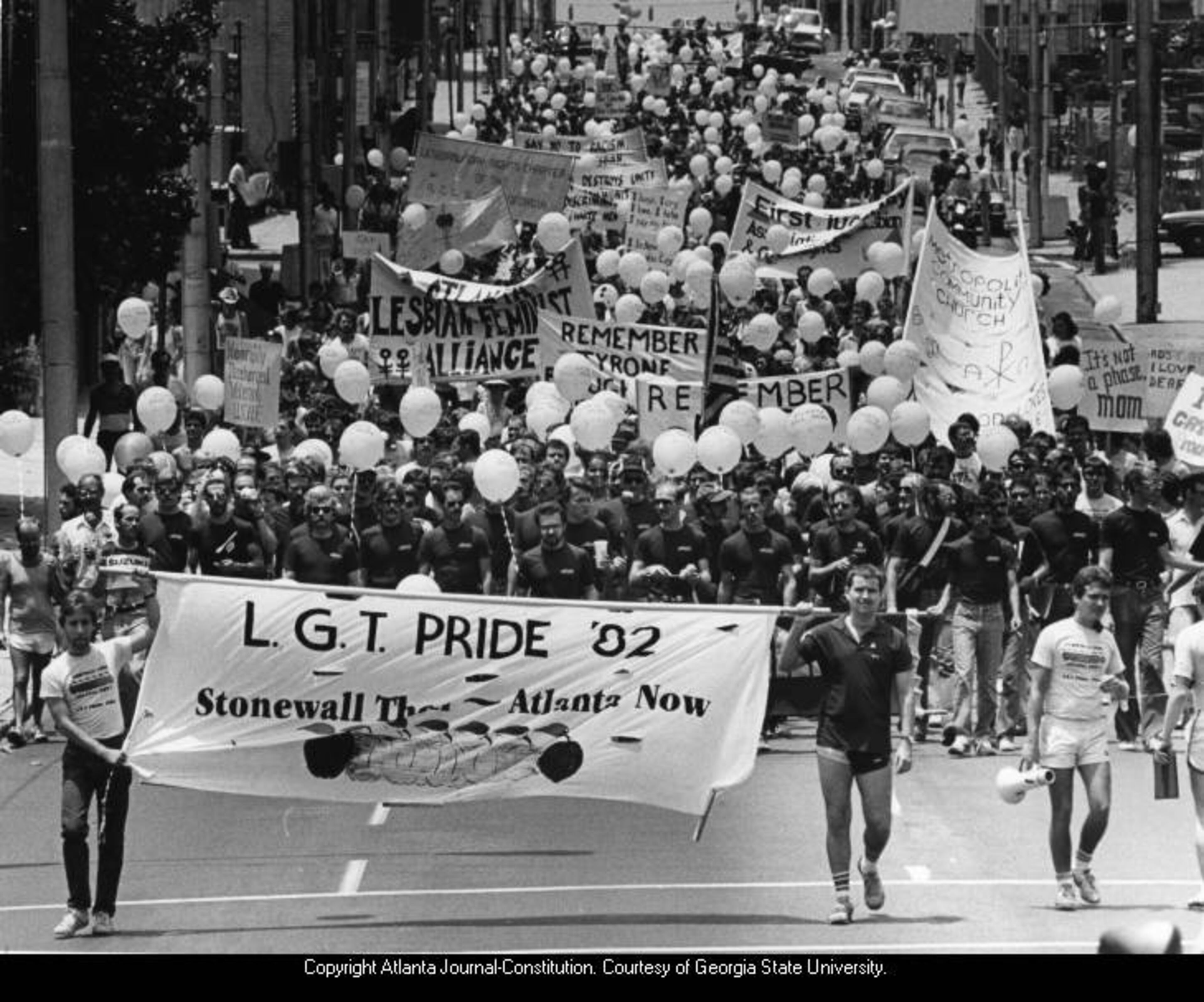 1982 -- “Stonewall Then, Atlanta Now” was the Gay Pride parade theme. AJC FILE