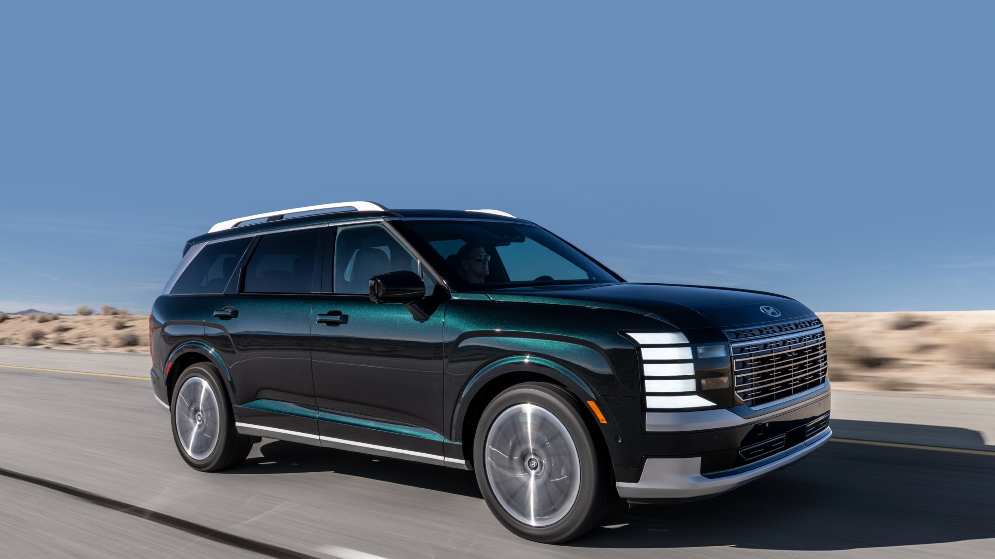 This photo provided by Hyundai shows the 2026 Palisade. The Palisade has been redesigned for 2026 and features new styling and a roomy interior fitted with premium features and materials. (Courtesy of Hyundai Motor America via AP)