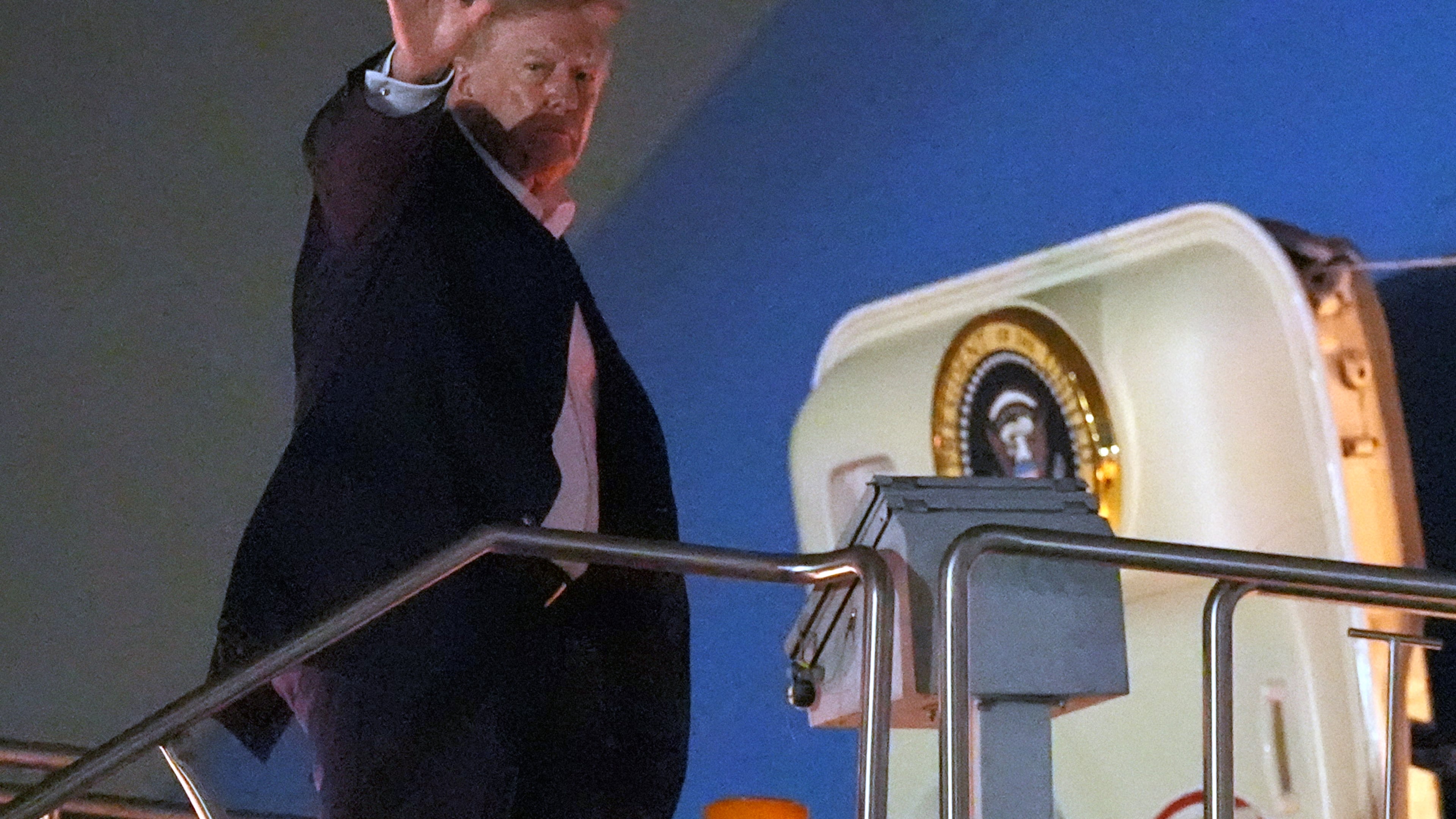 President Donald Trump boards Air Force One at Dallas Fort Worth International Airport, Thursday, Oct. 1, 2026, in DFW Airport, Texas. (AP Photo/Alex Brandon)