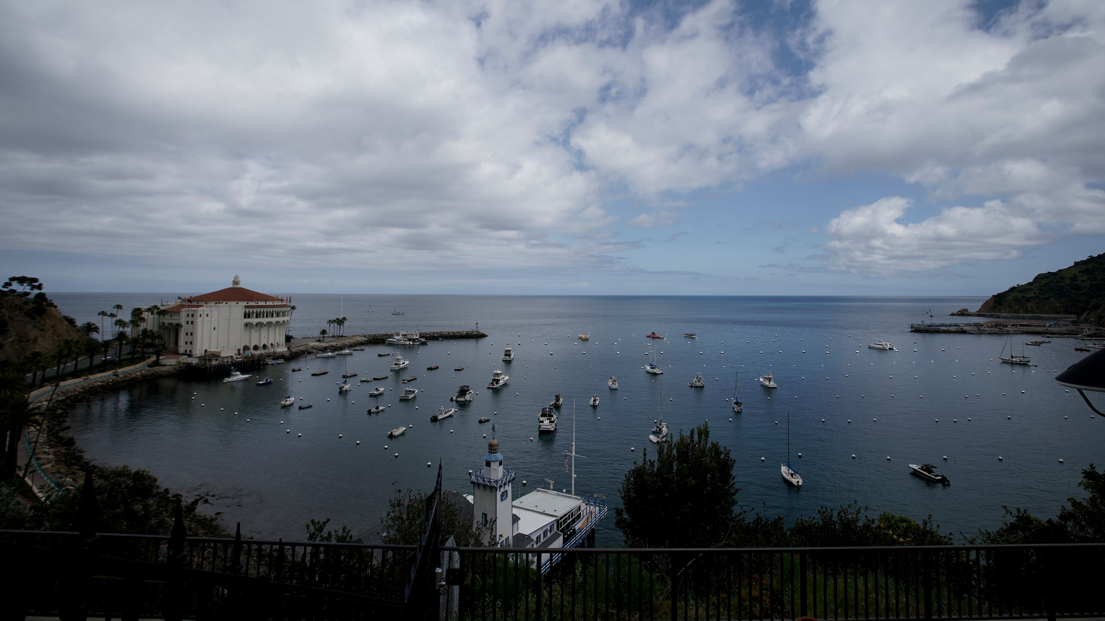 FILE - A view of the harbor on Catalina Island in Avalon, Calif, Saturday, April 18, 2020. (AP Photo/Chris Carlson, File)