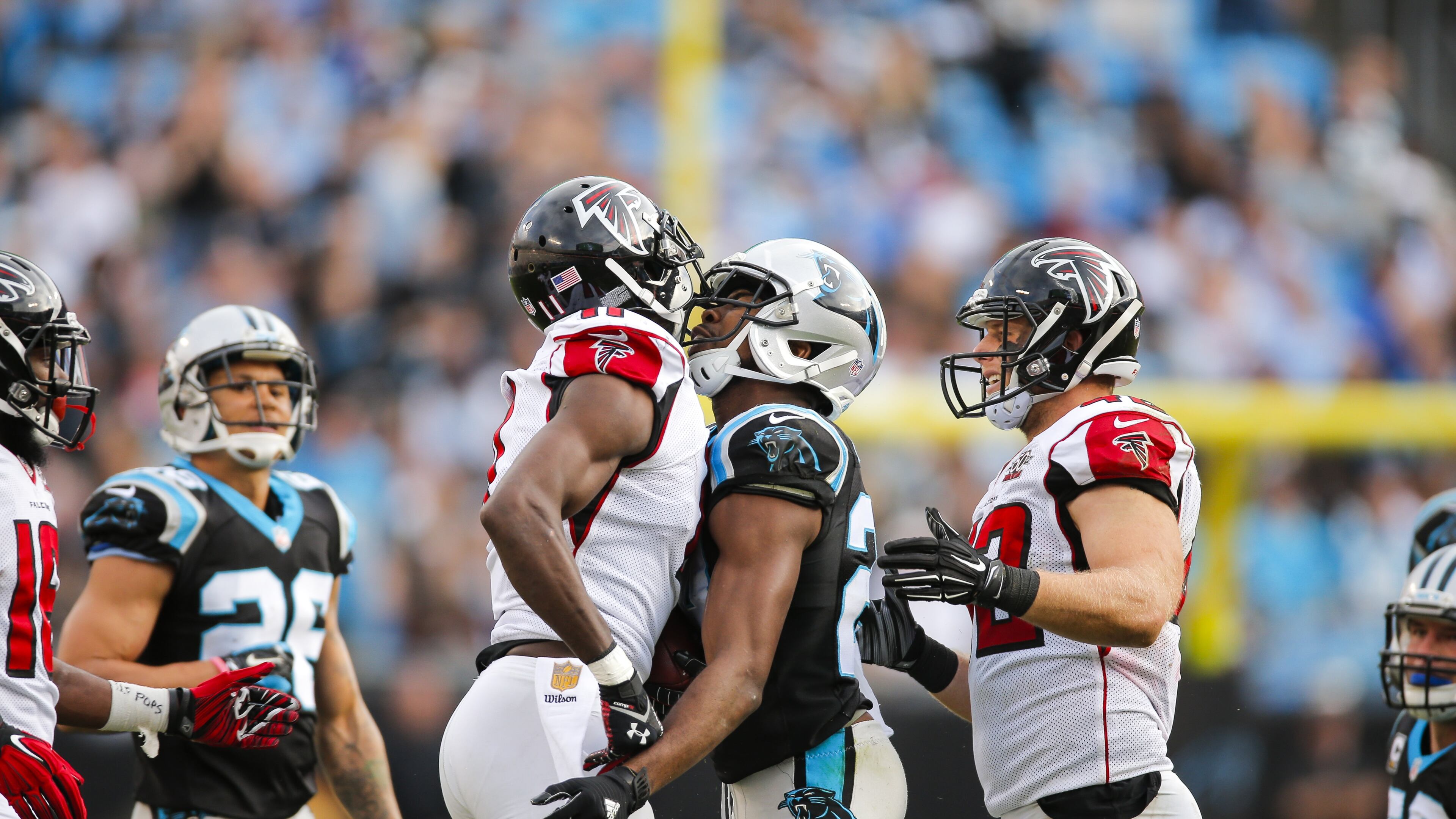Wide receiver Julio Jones and cornerback Josh Norman are very familiar with each other.