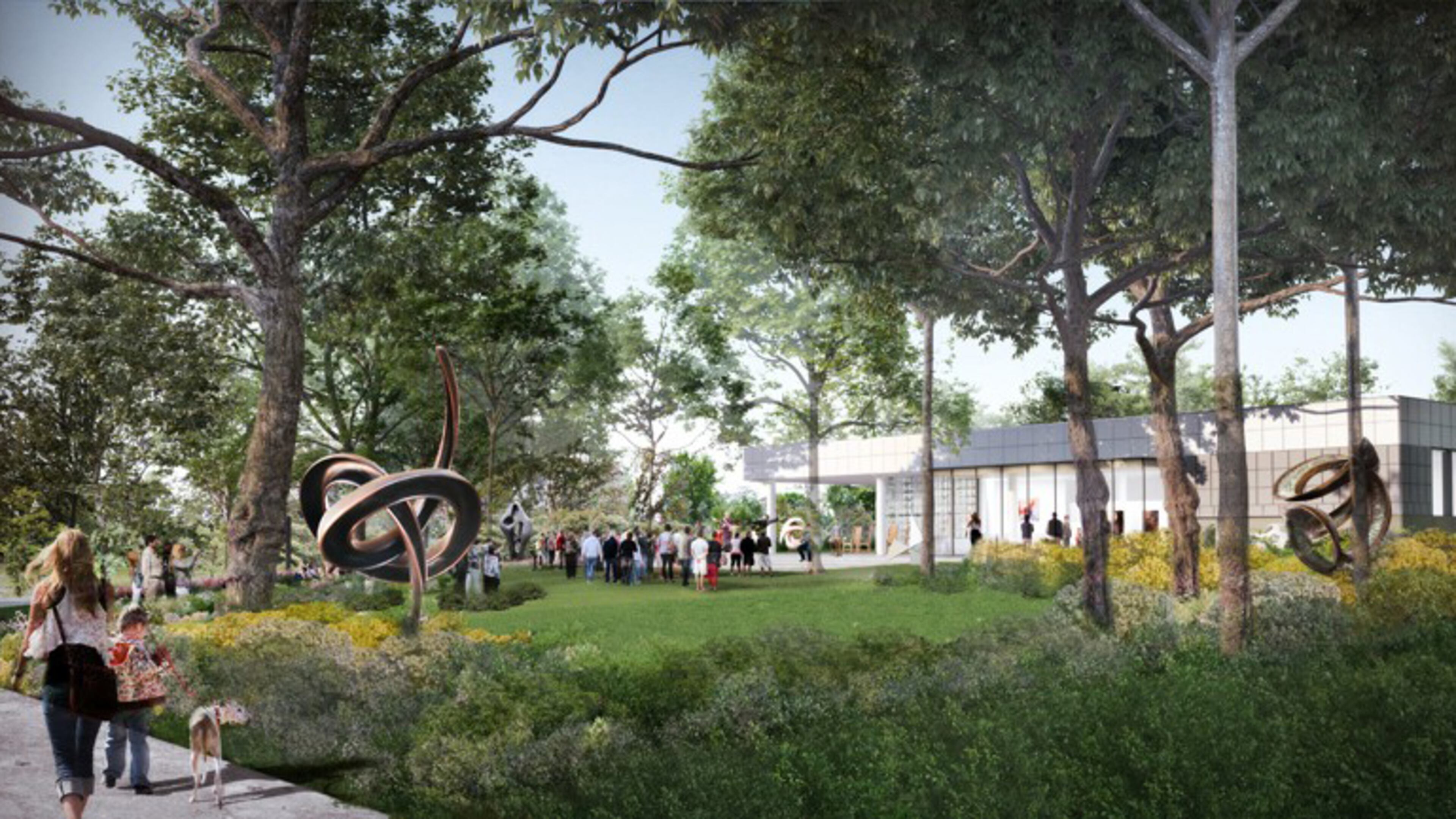 The proposed Alpharetta Arts Center, to open in 2019 in a former Fulton County branch library building, is one of several projects of Arts Alpharetta. The nonprofit has been awarded $75,000 by the city to create “Miscellany: An Open Air Art Gallery” of 10 sculptures on loan. HOUSER WALKER ARCHITECTURE