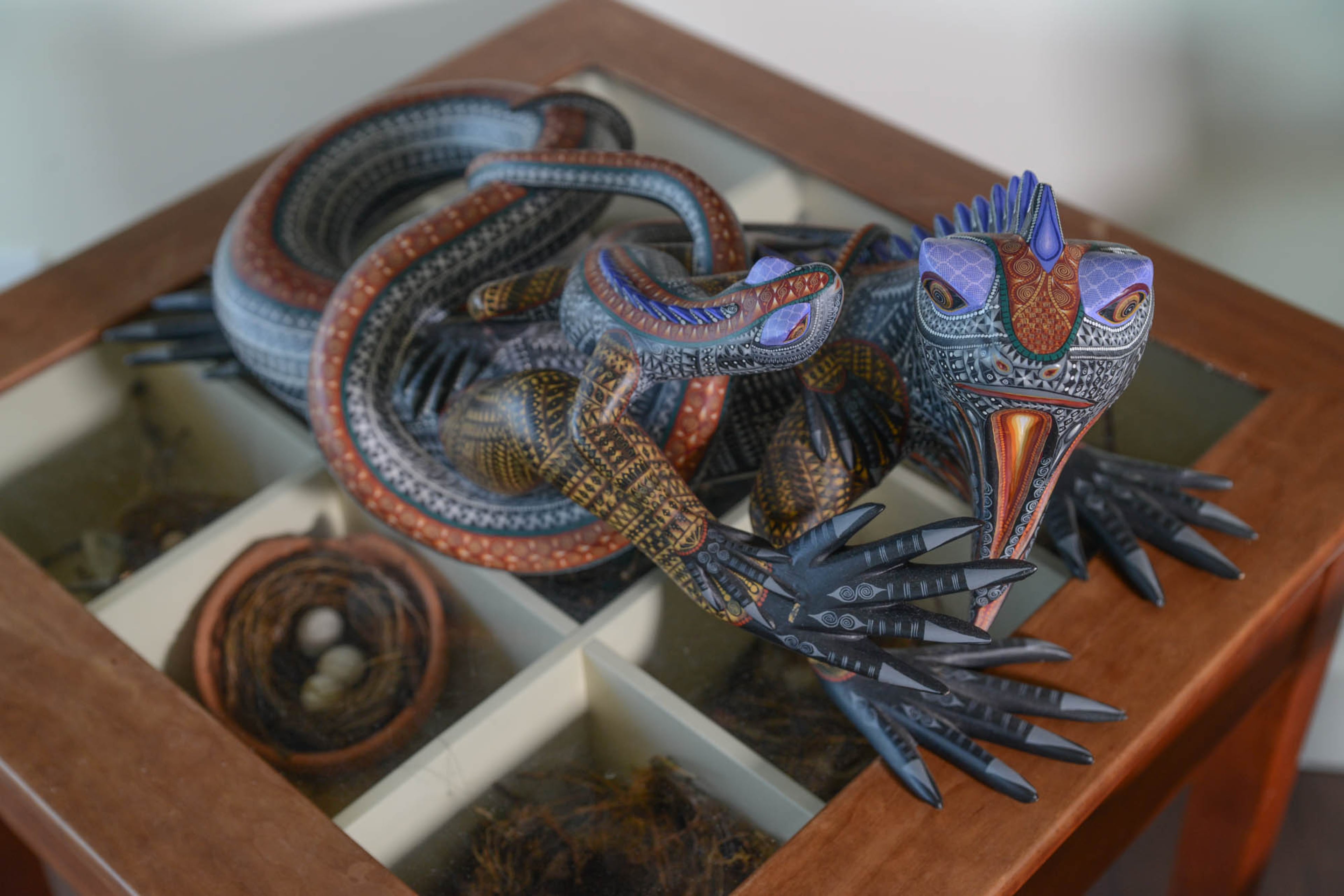 This delightful lizard carving was collected by the homeowners during their travels to Oaxaca, Mexico. "That's an amazing place if you're interested in folk art -I would highly recommend visiting there," said homeowner Pippa Seichrist. Text by Anna Logan/Fast Copy News Service.