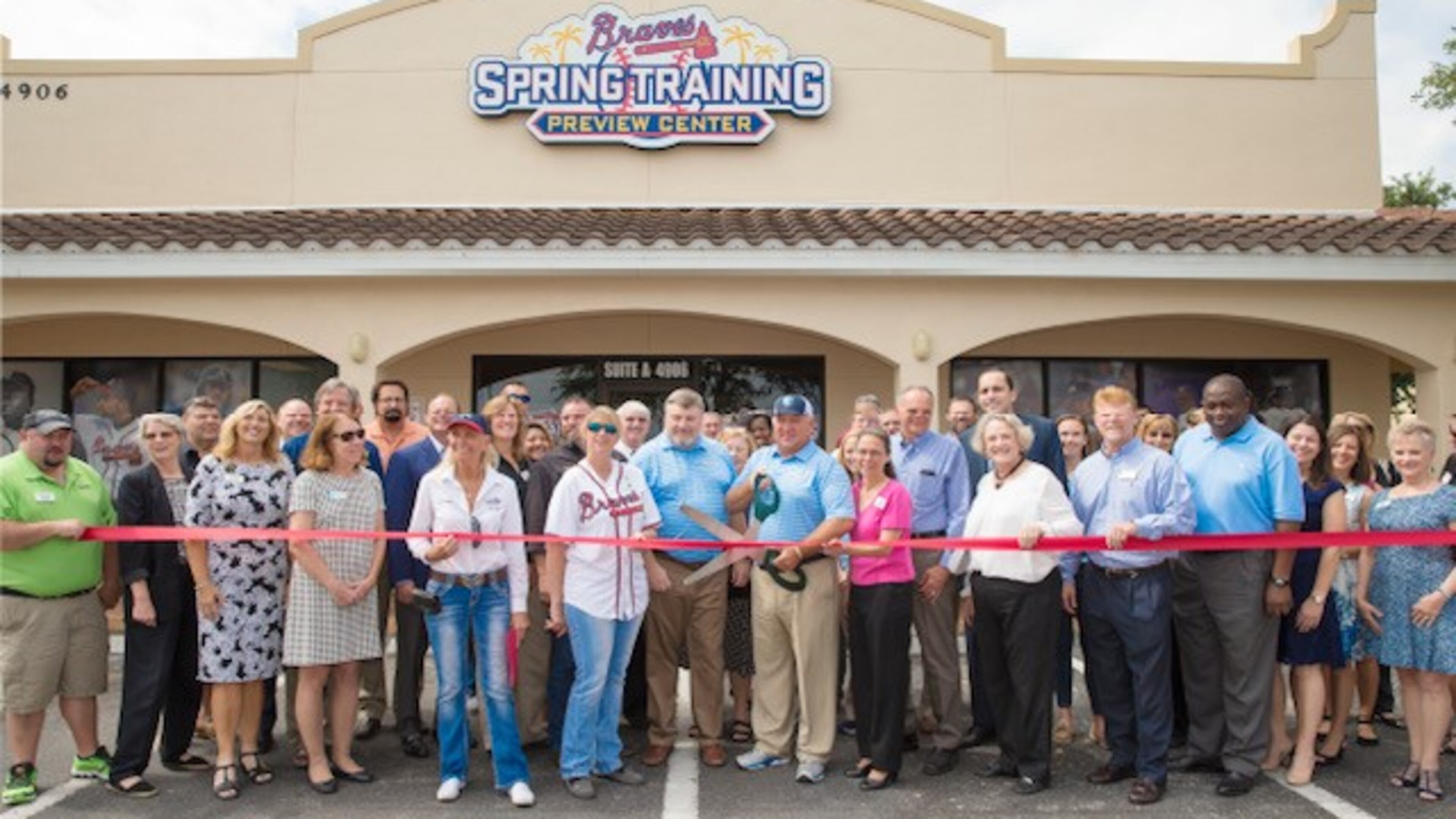 Ribbon-cutting time at the Braves’ spring training preview center in North Port, Fla. (Contributed photo)