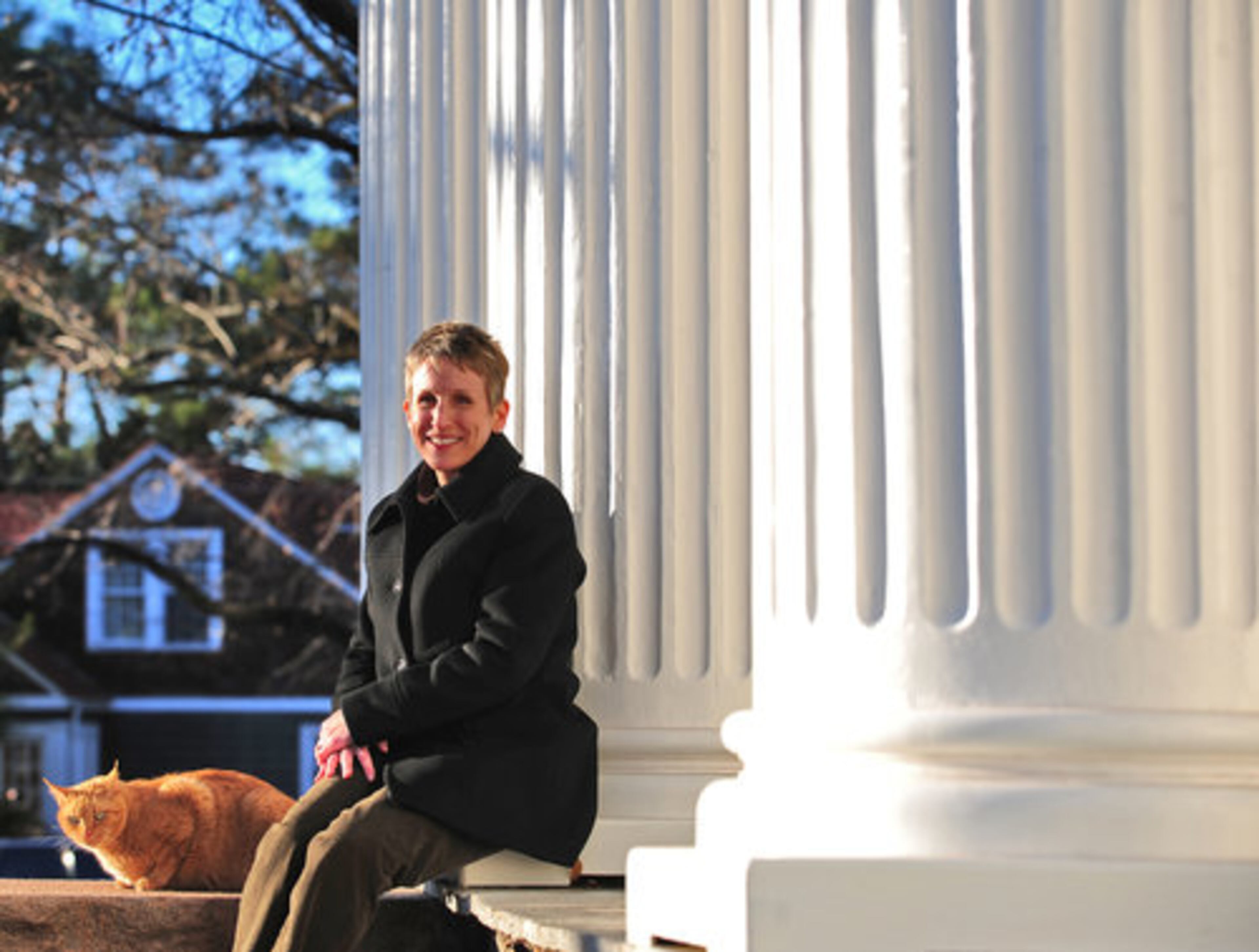 Murray (shown) and Dobiecki took three years to plan the restoration. A team of 30 craftspeople was used to complete the exterior renovations.