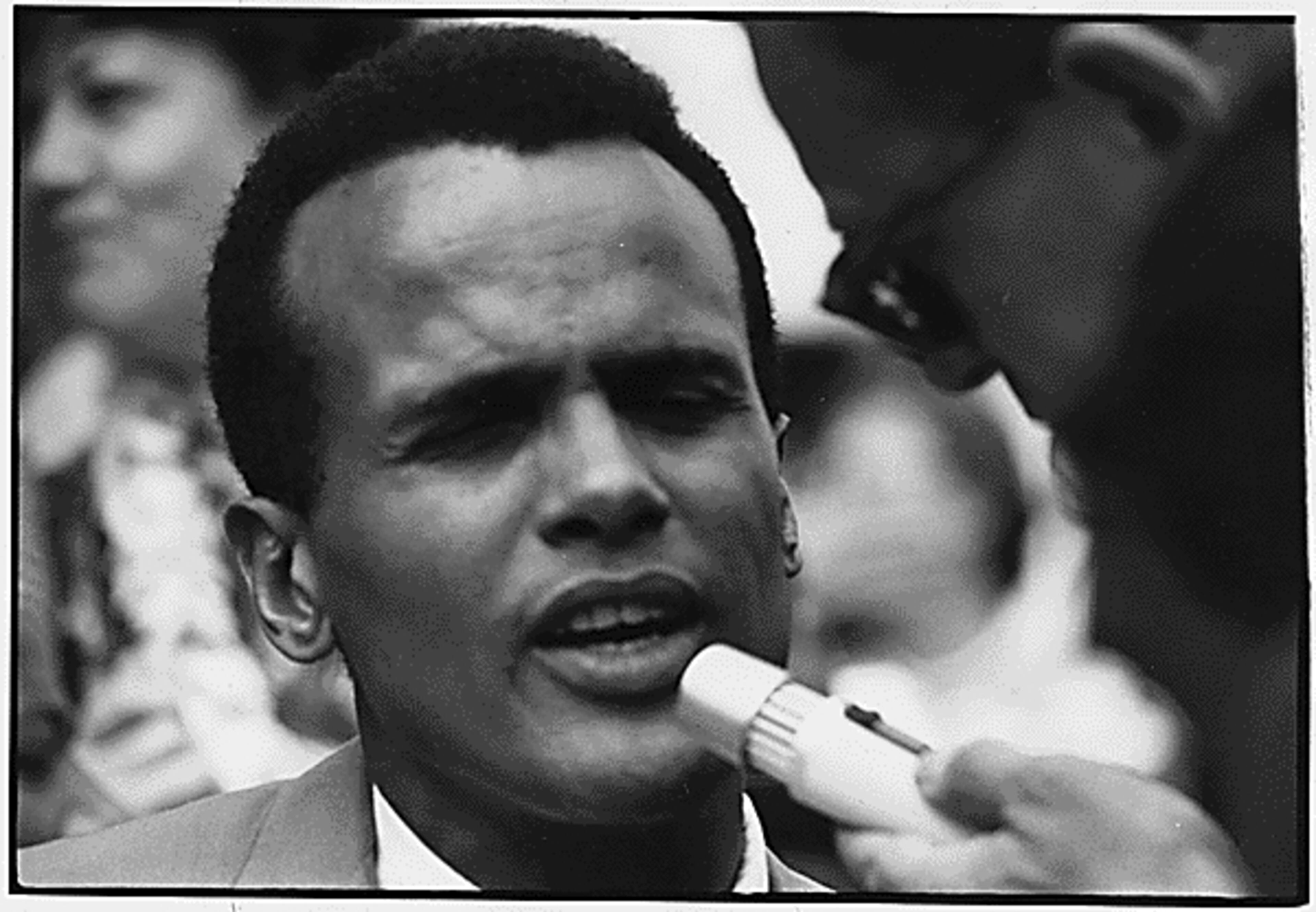Civil Rights March on Washington, D.C. Close-up view of Actor and Vocalist Harry Belafonte.