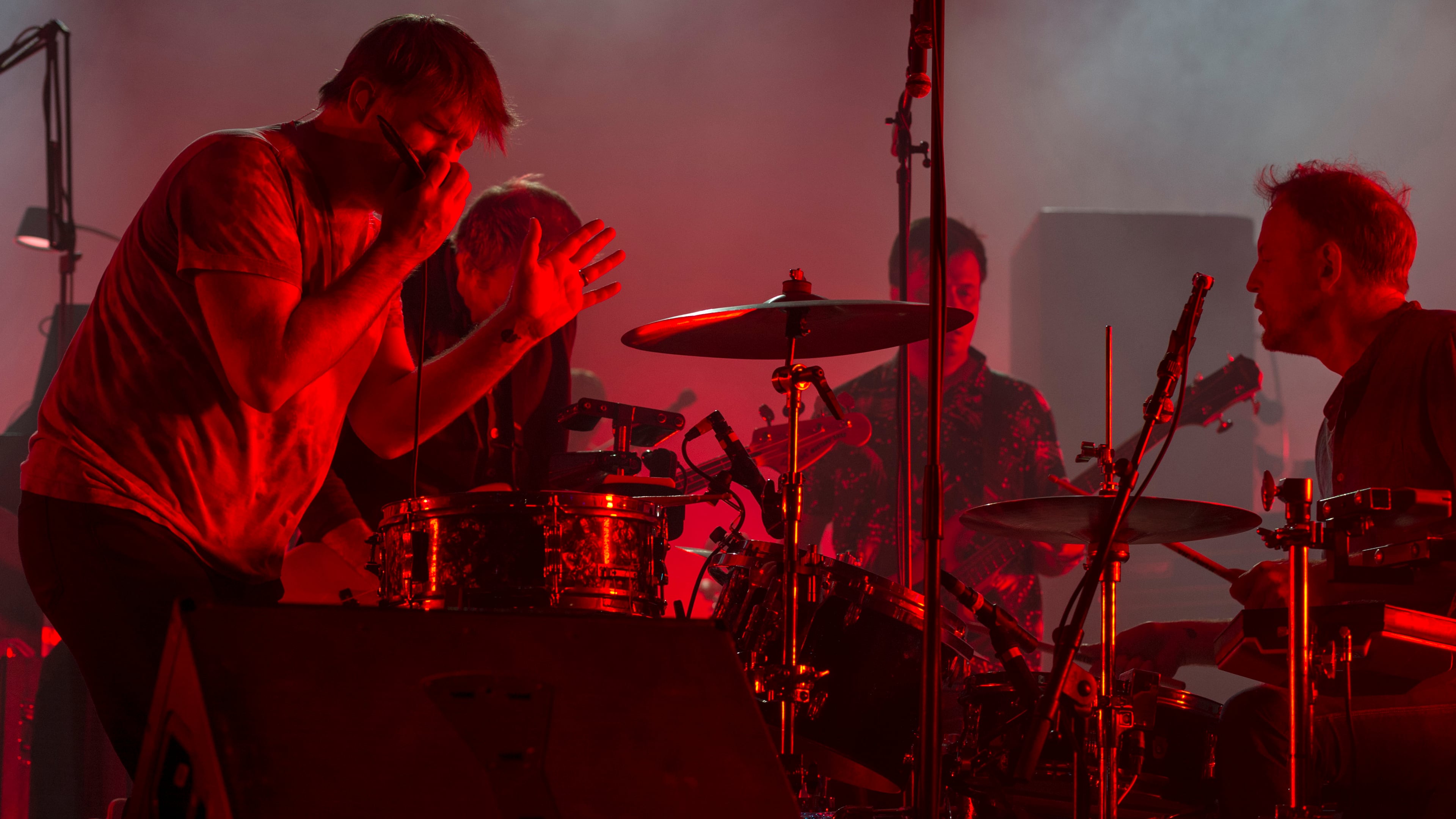 LCD Soundsystem performs during the Shaky Knees Music Festival in Atlanta, Georgia. (DAVID BARNES / DAVID.BARNES@AJC.COM)