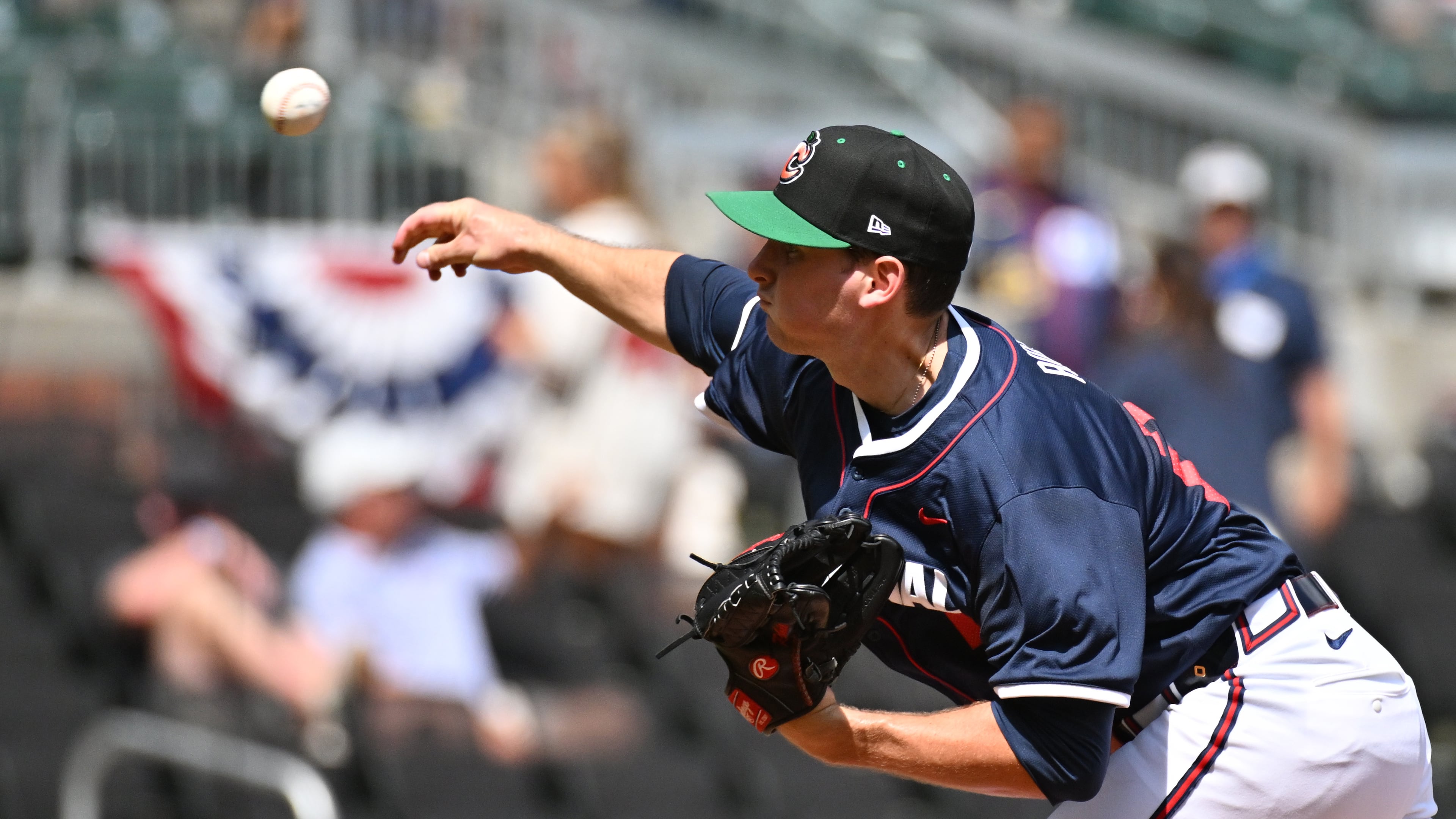 JR Ritchie throws a pitch during the first inning of the All-Star Futures Game at Truist Park on Saturday, July 12, 2025, in Atlanta. (Hyosub Shin/AJC)