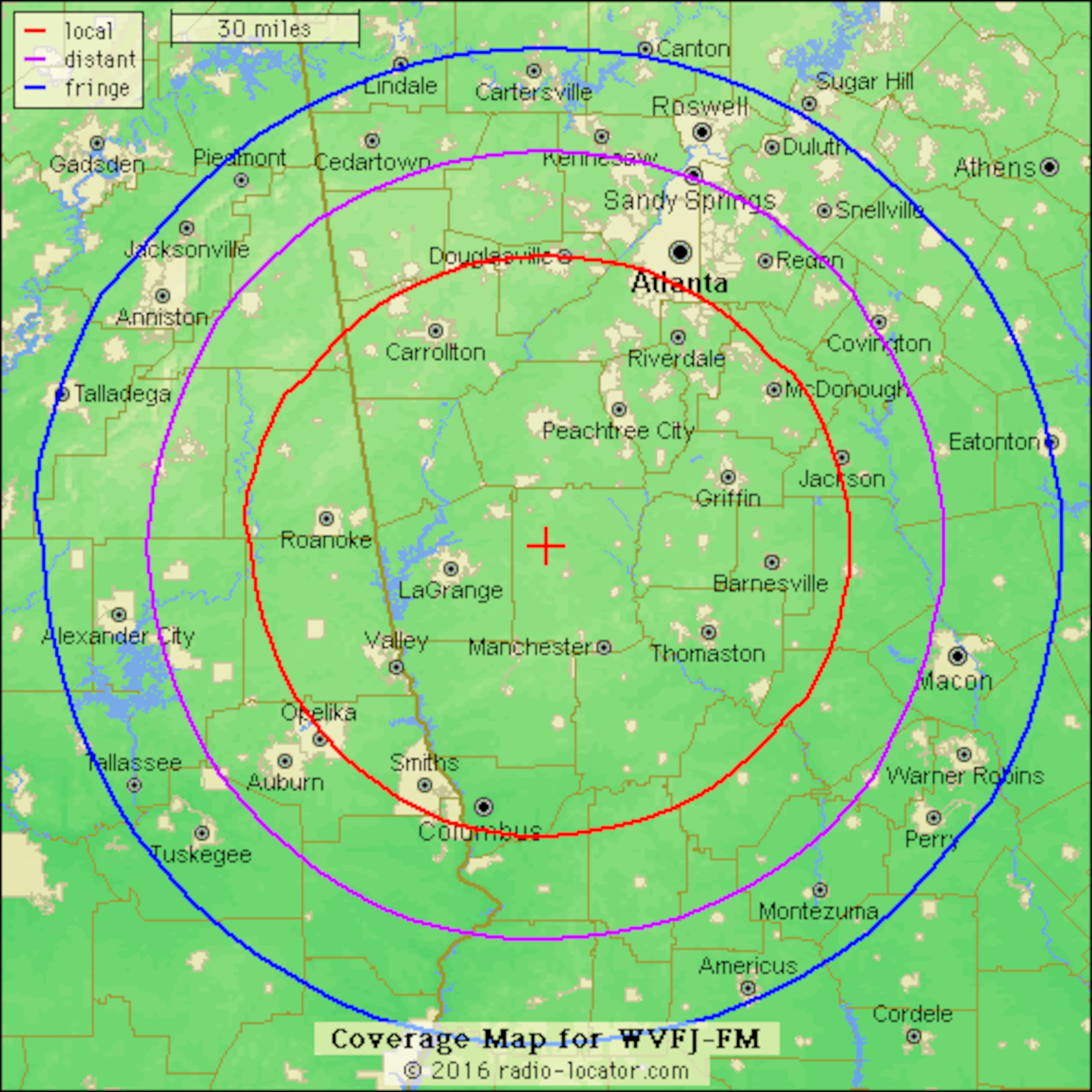 Joy 93.3's coverage map