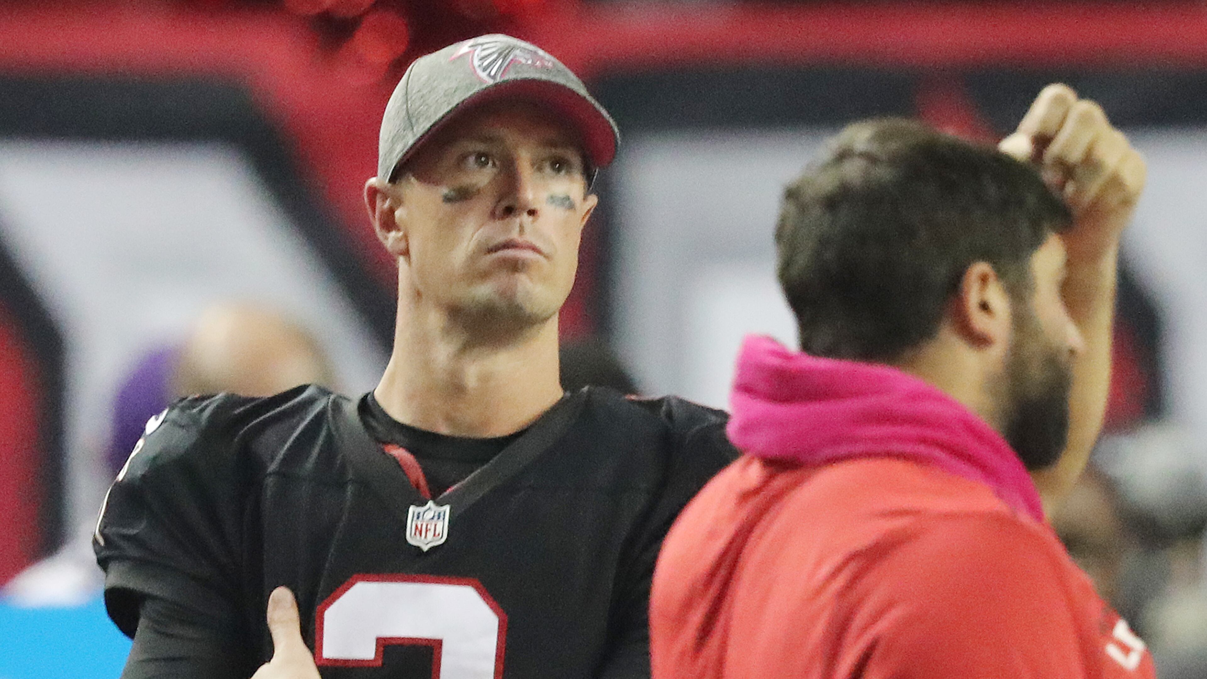 Falcons quarterback Matt Ryan stands on the sidelines after going four and out during over time against the Chargers. Curtis Compton /ccompton@ajc.com