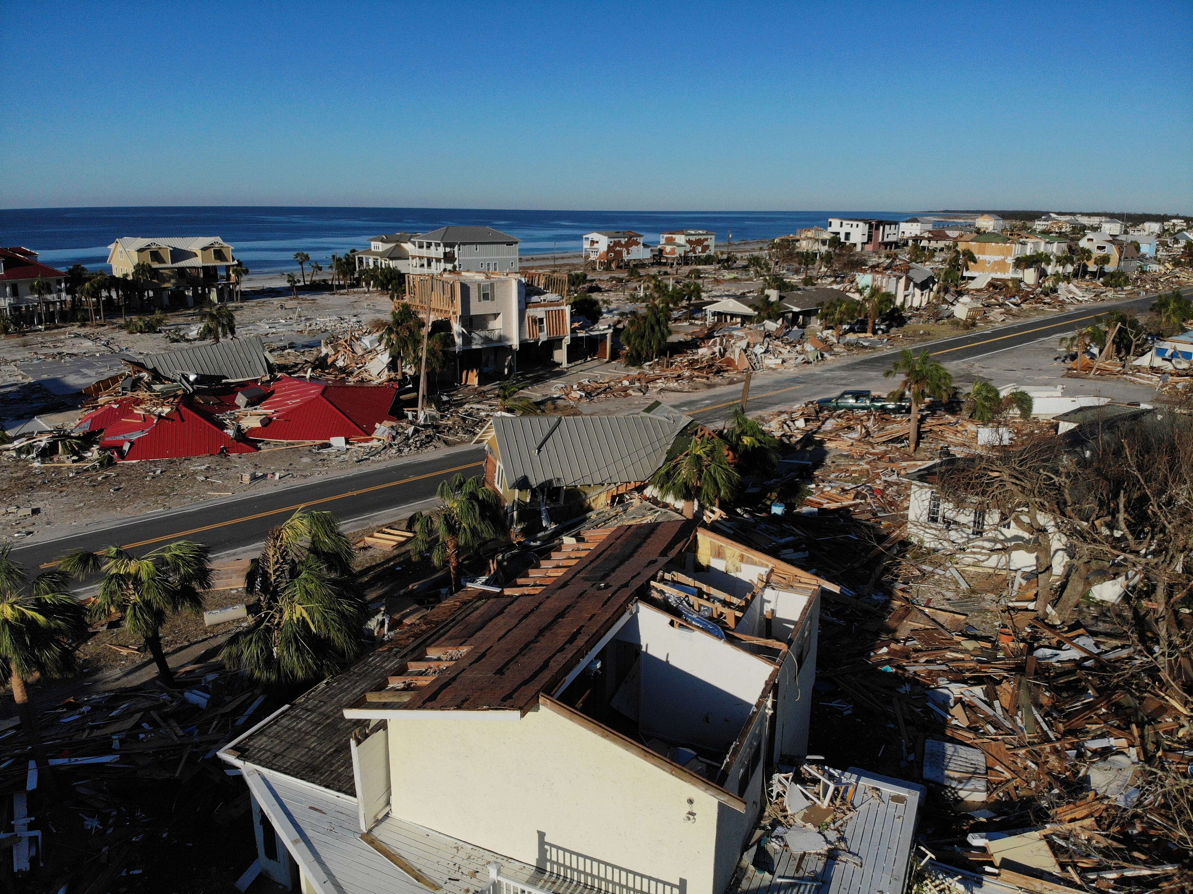 This shows damage in the immediate aftermath of Hurricane Michael in Mexico Beach, Fla., Oct. 13, 2018. People in Mexico Beach hope it will keep its laid-back vibe when it rebuilds. CHANG W. LEE / THE NEW YORK TIMES