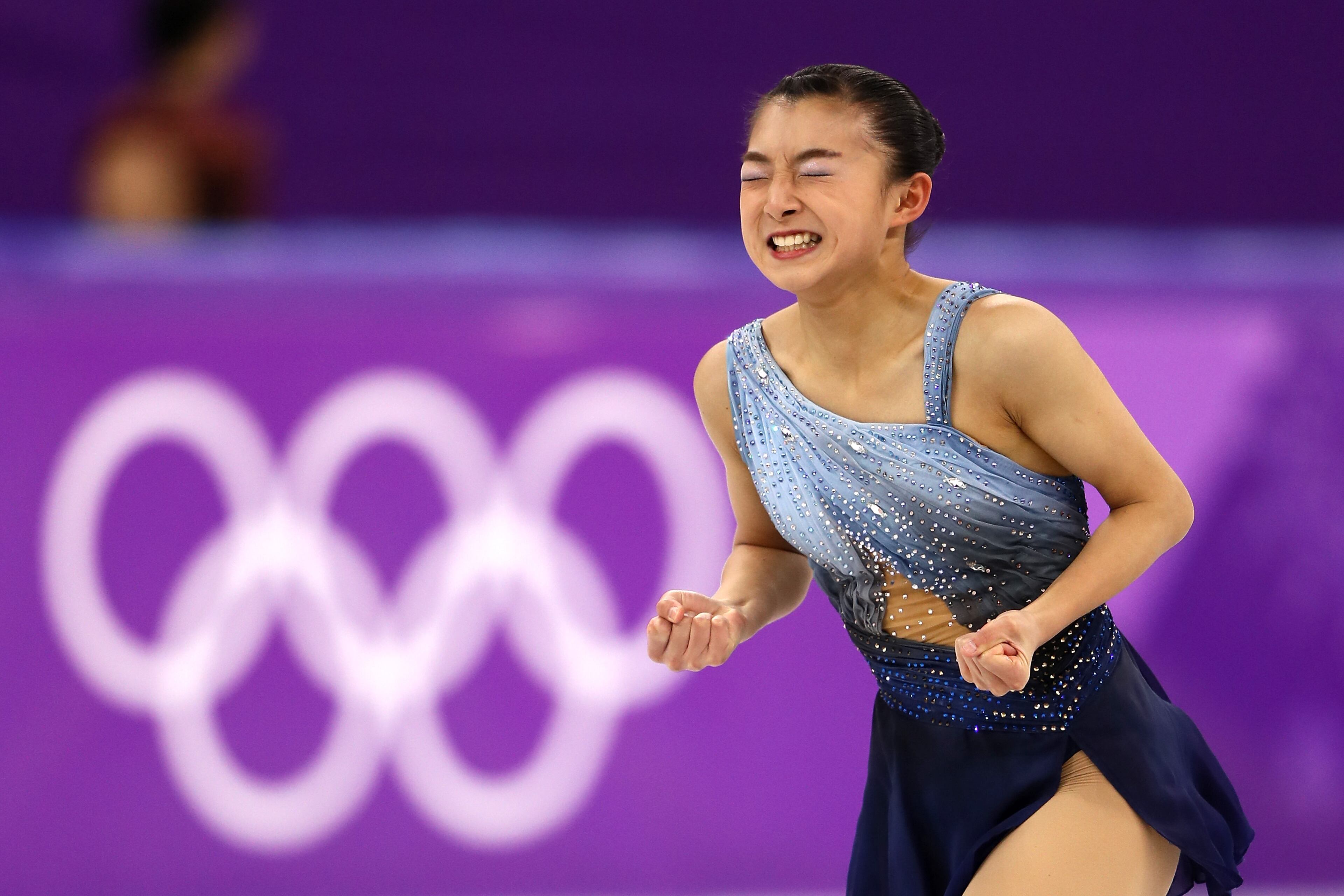 GANGNEUNG, SOUTH KOREA - FEBRUARY 21: Kaori Sakamoto of Japan competes during the Ladies Single Skating Short Program on day twelve of the PyeongChang 2018 Winter Olympic Games at Gangneung Ice Arena on February 21, 2018 in Gangneung, South Korea. (Photo by Jamie Squire/Getty Images)