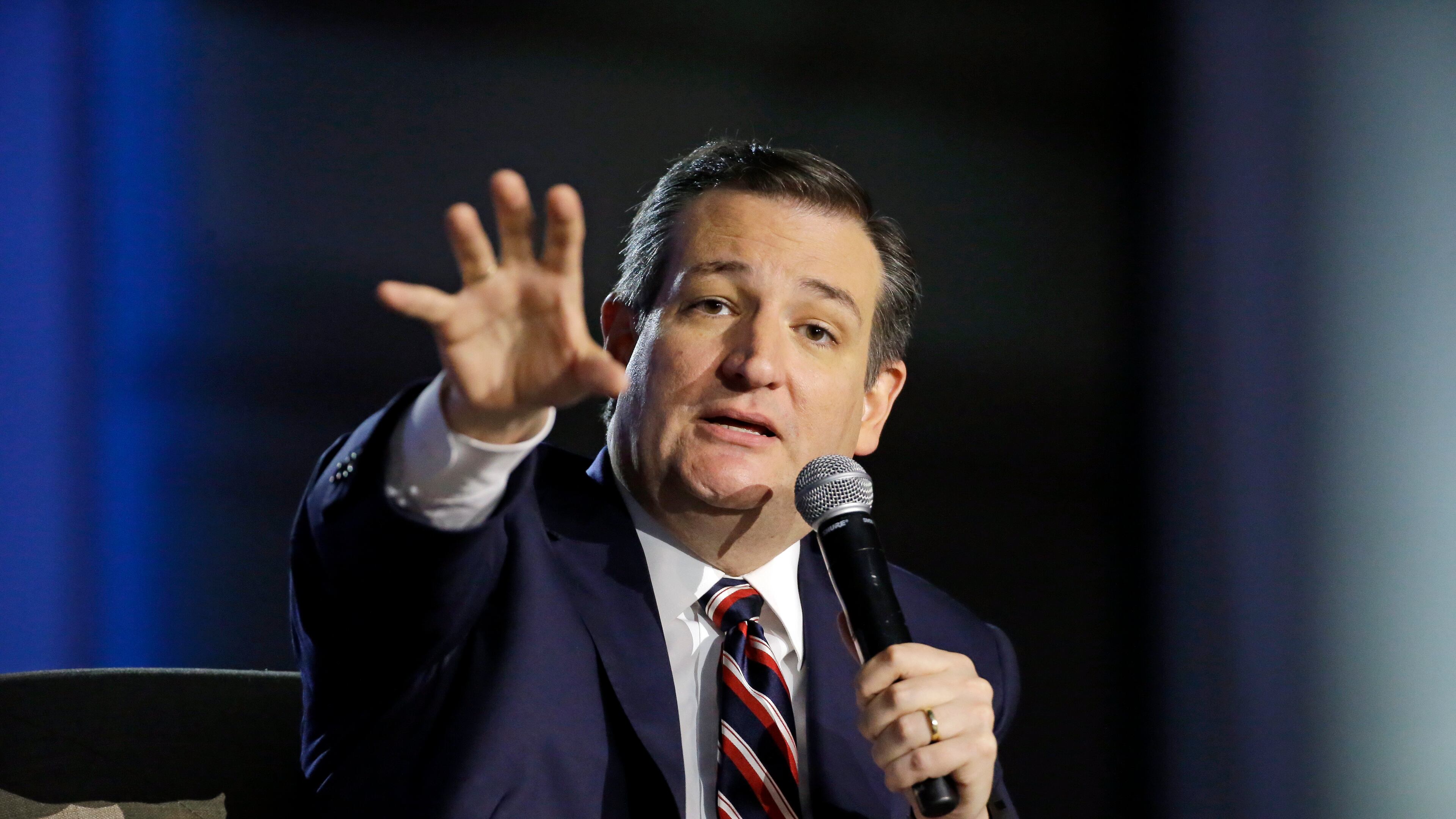 Republican presidential candidate Ted Cruz of Texas speaks at the National Religious Broadcasters convention on Friday in Nashville, Tenn. AP/Mark Humphrey