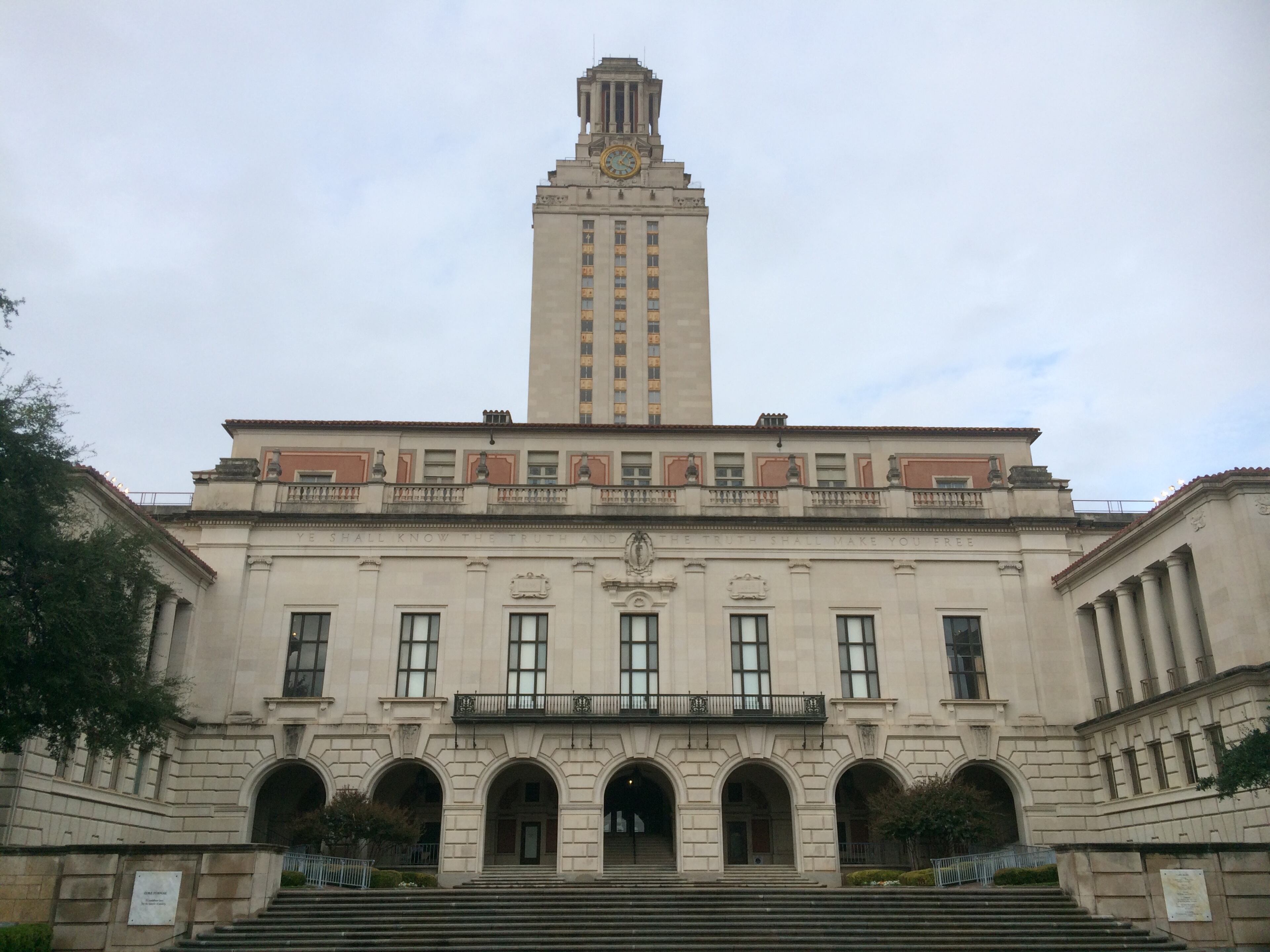 The relocated statues on the University of Texas campus had been in the shadow of the famous bell tower. Photo: Jennifer Brett