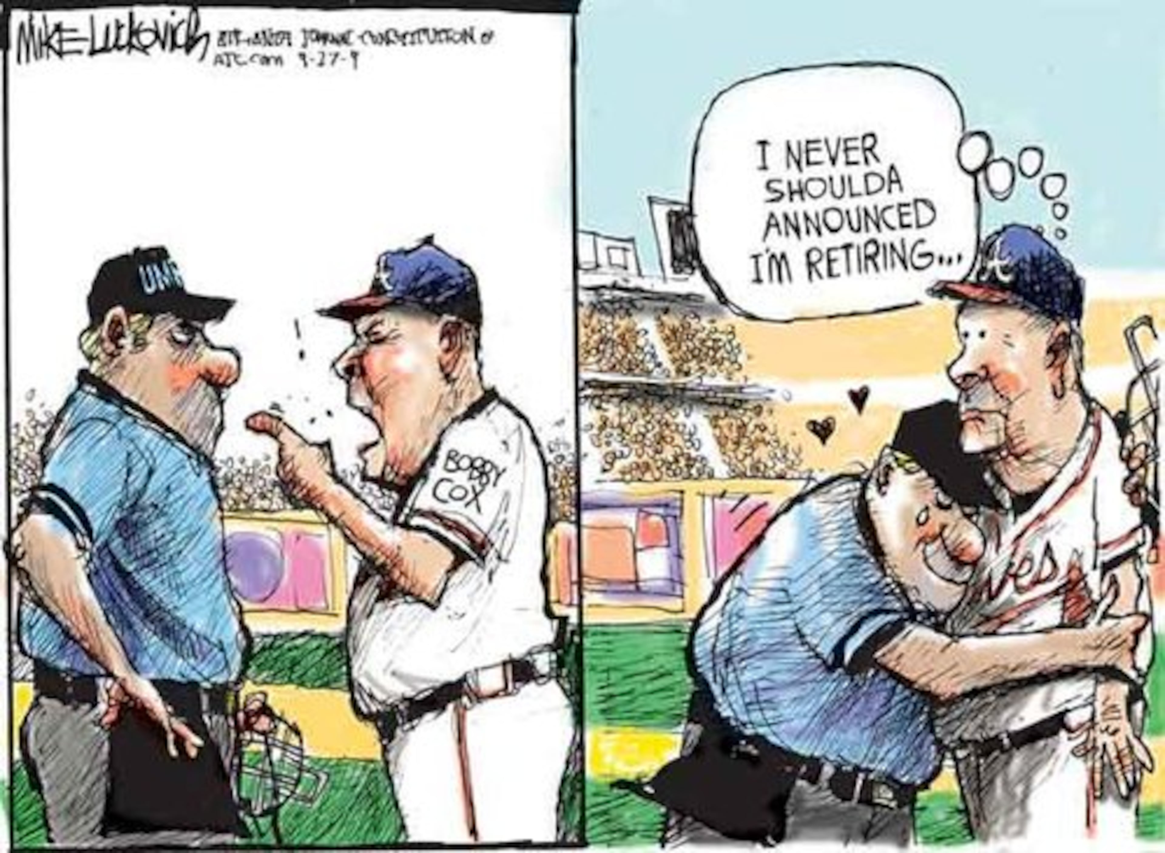 From Sept. 27, 2009: Bobby Cox announced in September 2009 that he would retire as manager of the Atlanta Braves following the 2010 season.