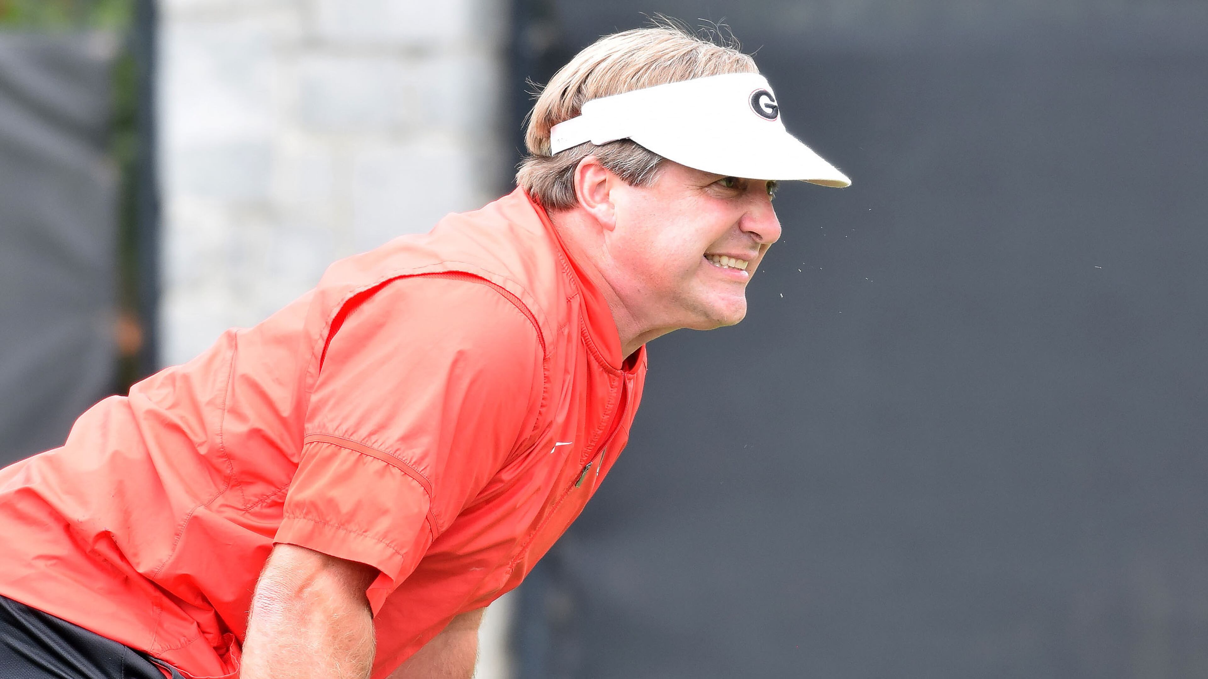 Georgia head coach Kirby Smart oversees the Bulldogs' practice session Friday, Aug. 2, 2019, on the Woodruff Practice Fields in Athens.