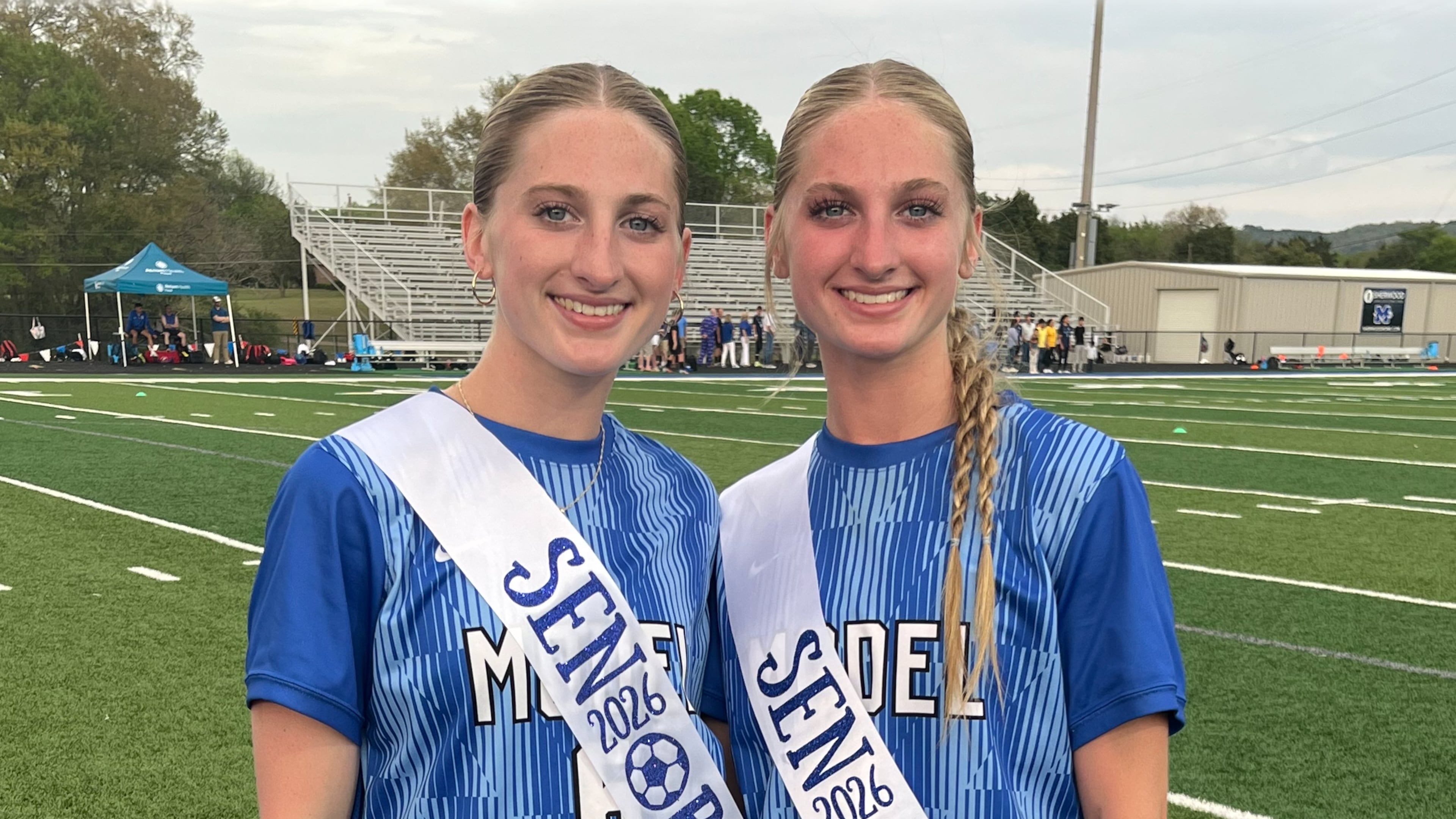 Seniors Claire Allmon (left) and twin sister Molly Allmon have been integral parts of a Model High girls soccer program that has gone 74-6 over the past four years and won last year’s Class A Division 1 state championship. The Lady Blue Devils will be playing for back-to-back state titles this week in Thomaston. (Jeff Gable for the AJC)