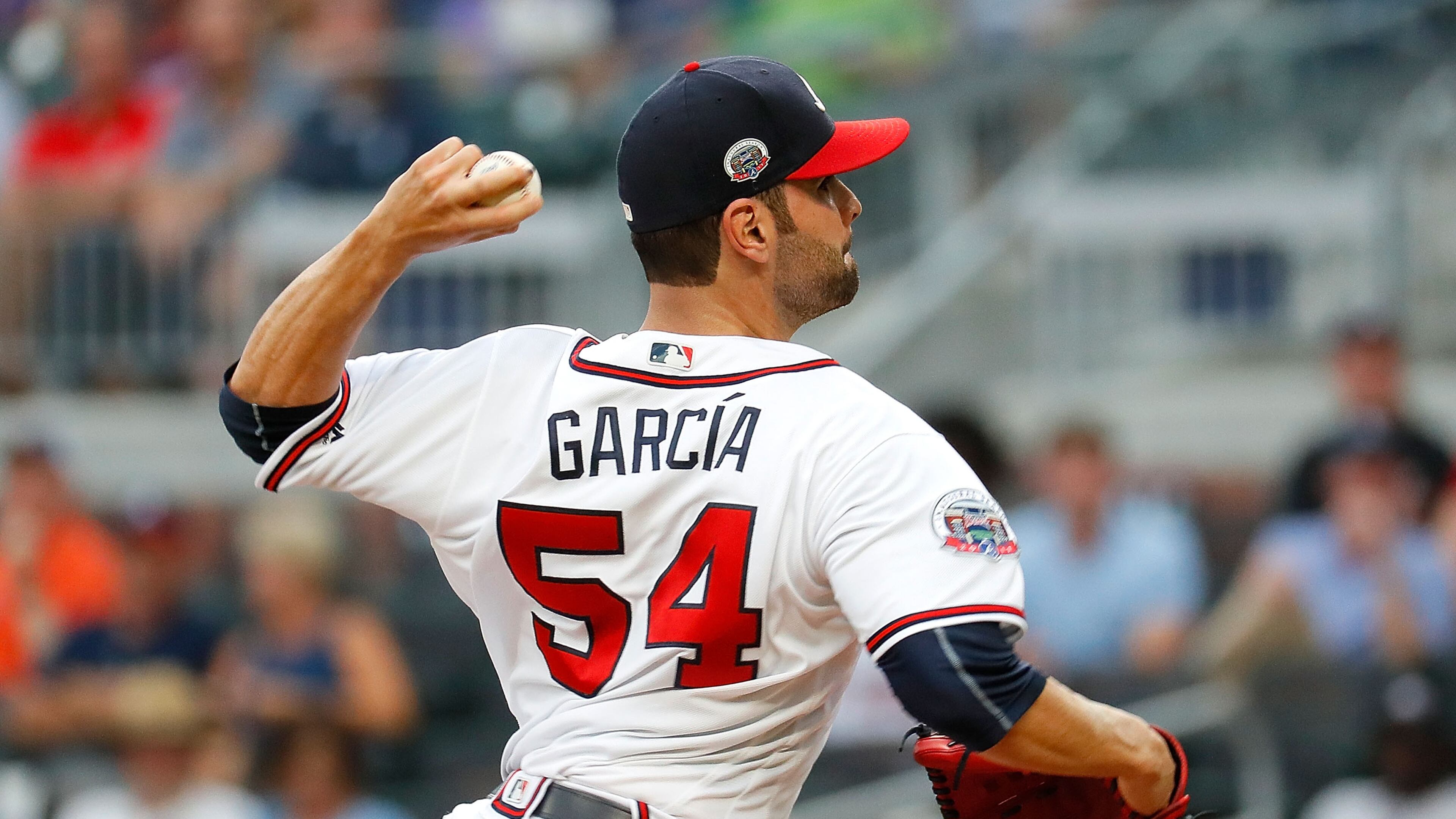 Braves starter Jaime Garcia delivers a pitch in the first inning of Tuesday's game against the Phillies at SunTrust Park.