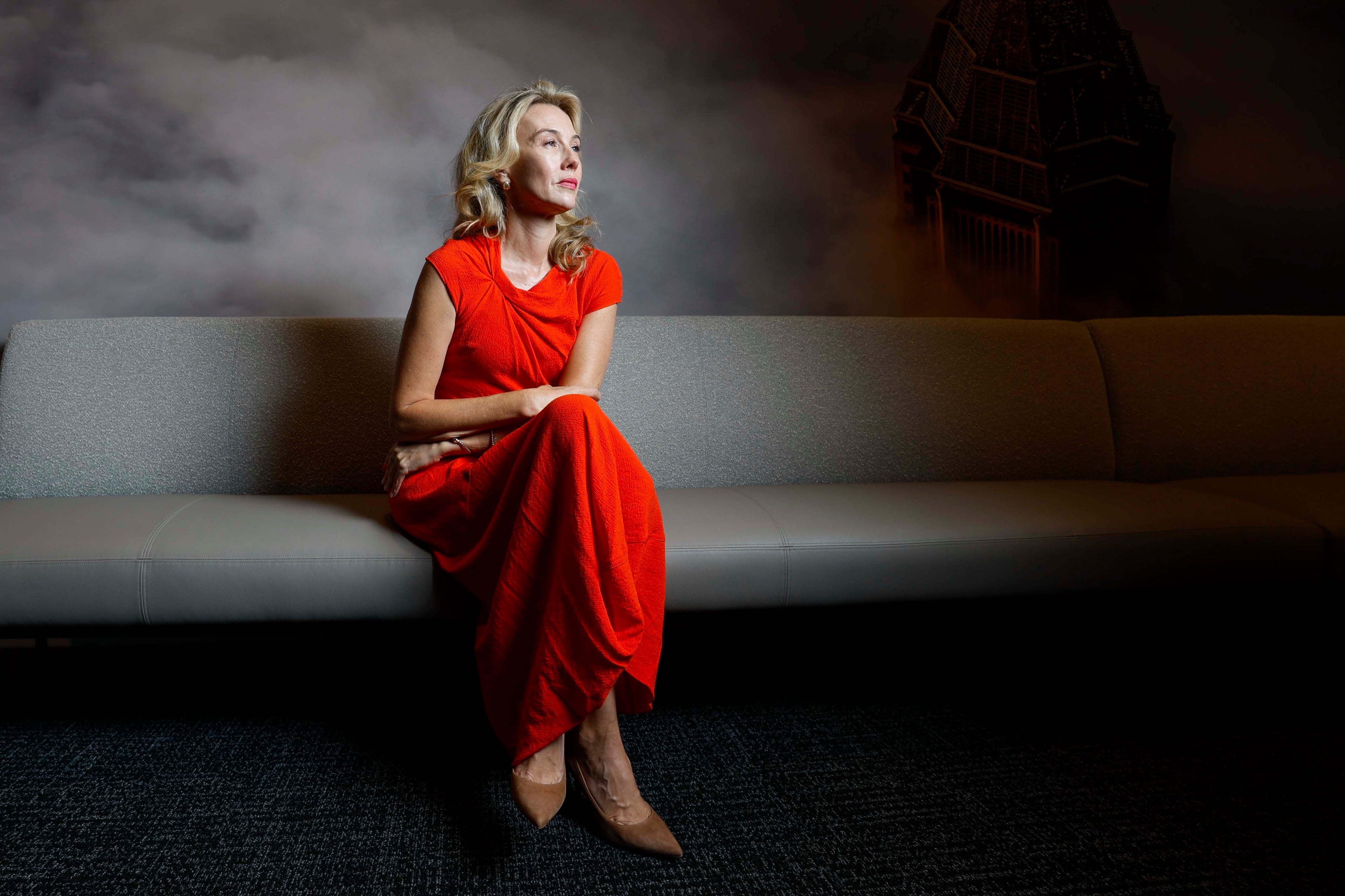 Wynn Everett, a veteran Atlanta-based actress, poses for a photo at the AJC office in Midtown, Atlanta, on Thursday, Aug. 27, 2026. She stars as Tricia Yeager, outspoken head of the booster club for the fictional University of South Georgia Catfish football team in Glen Powell’s Hulu comedy “Chad Powers," filmed in Atlanta. (Miguel Martinez/AJC)
