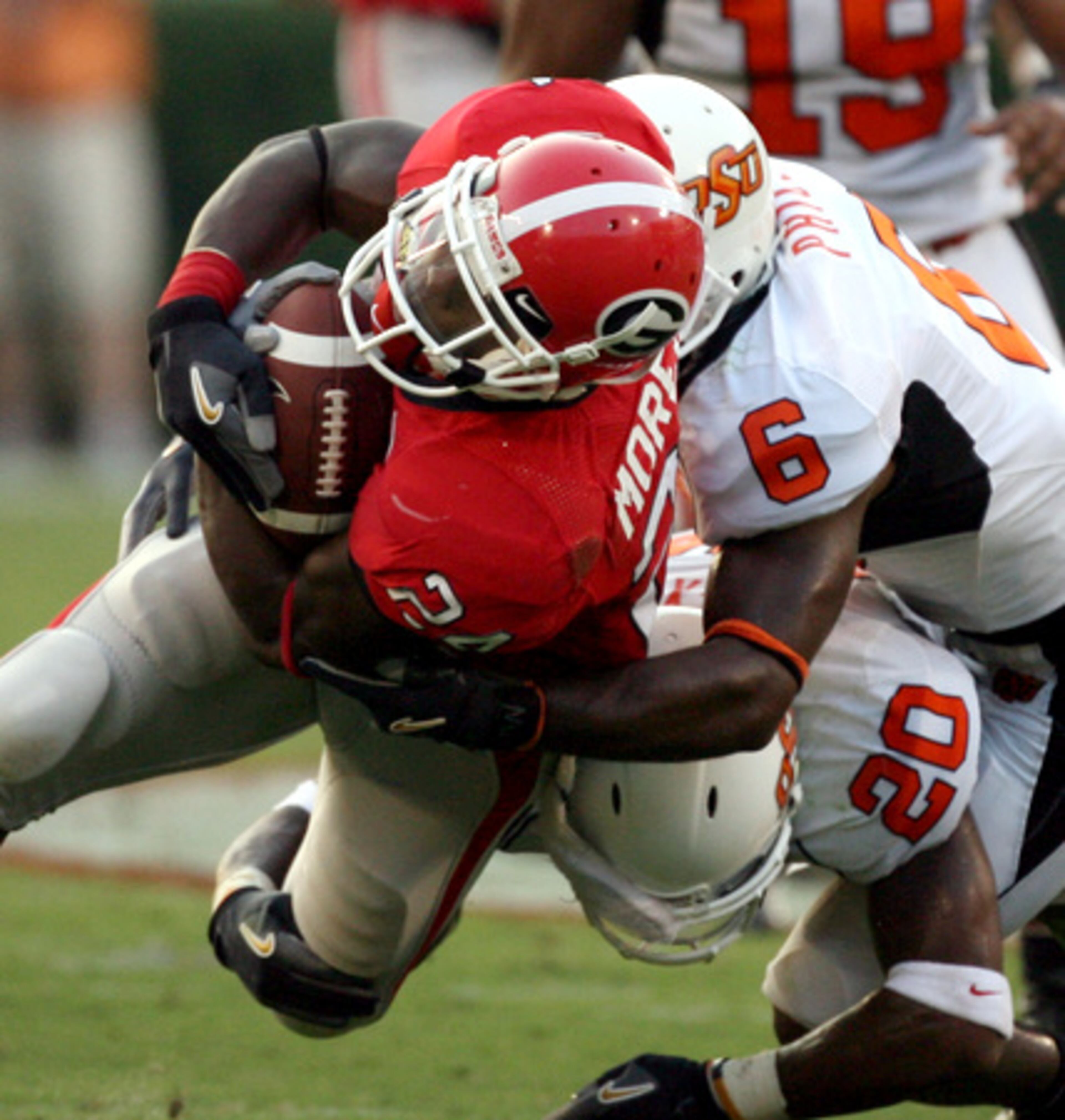 Knowshon Moreno (2007-2008) joined the pantheon of great Georgia running backs as a redshirt freshman. The New Jersey native rushed for more than 1,000 yards to become the first Bulldogs back to do so since Musa Smith in 2002. He skipped his final year and was drafted by the Denver Broncos in the first round of the 2009 NFL Draft.