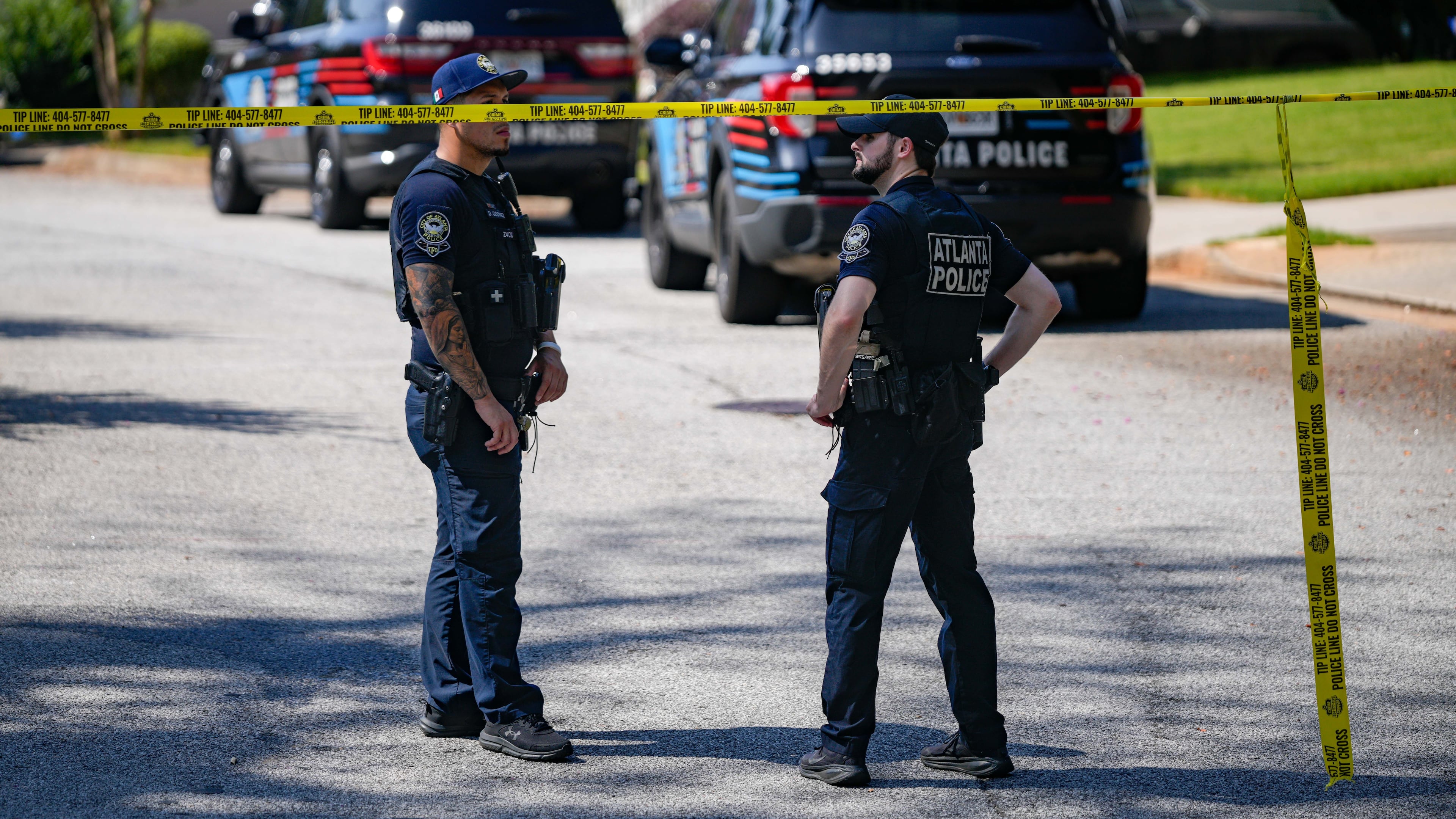Atlanta police responded to the scene of a mental crisis call in a southwest Atlanta neighborhood where an officer was shot on Monday, August 17, 2026. (Ben Hendren for the AJC)