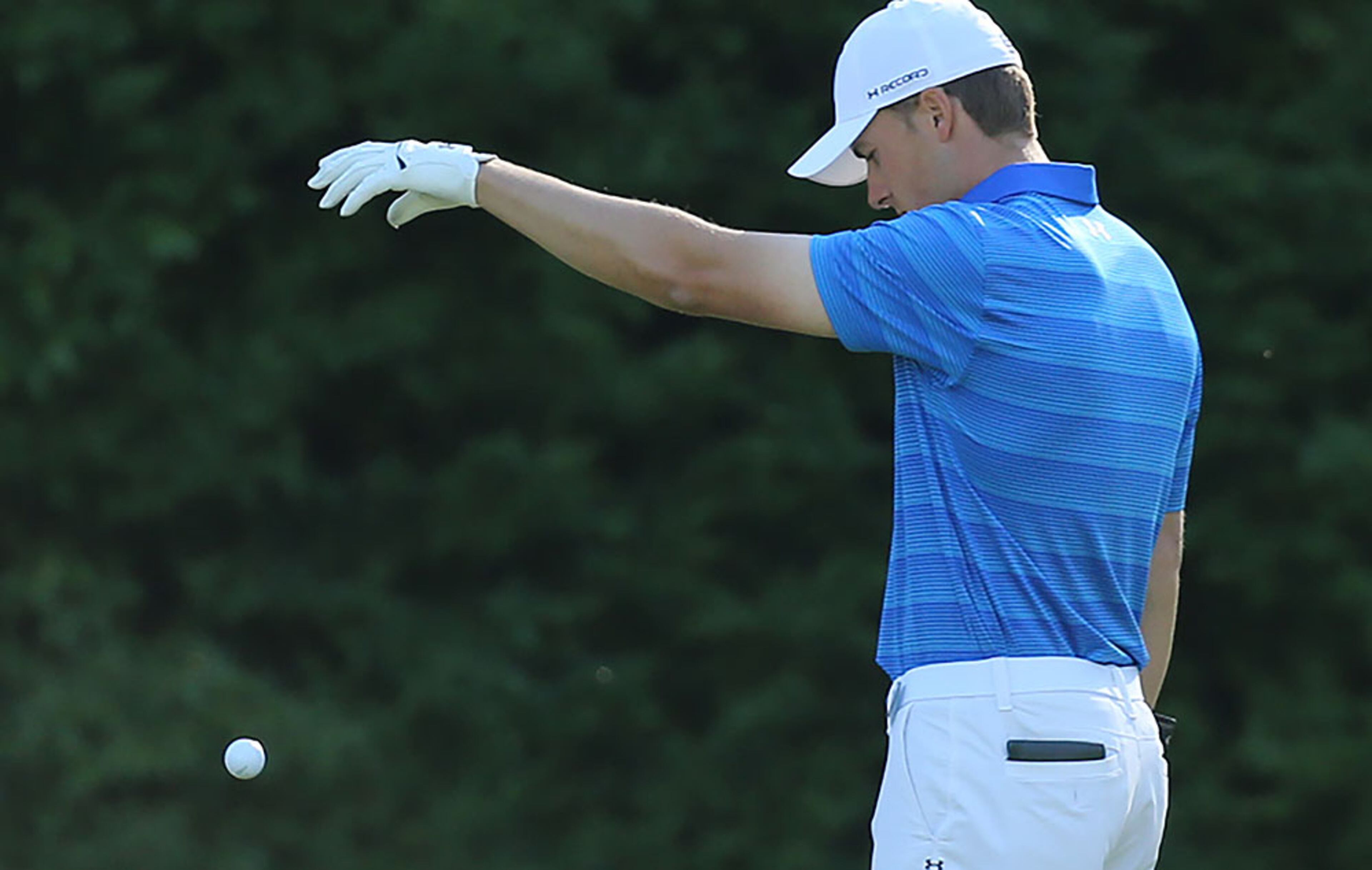 1. Jordan Spieth's took a drop and then he failed to get his wedge shot from a drop zone onto the green.