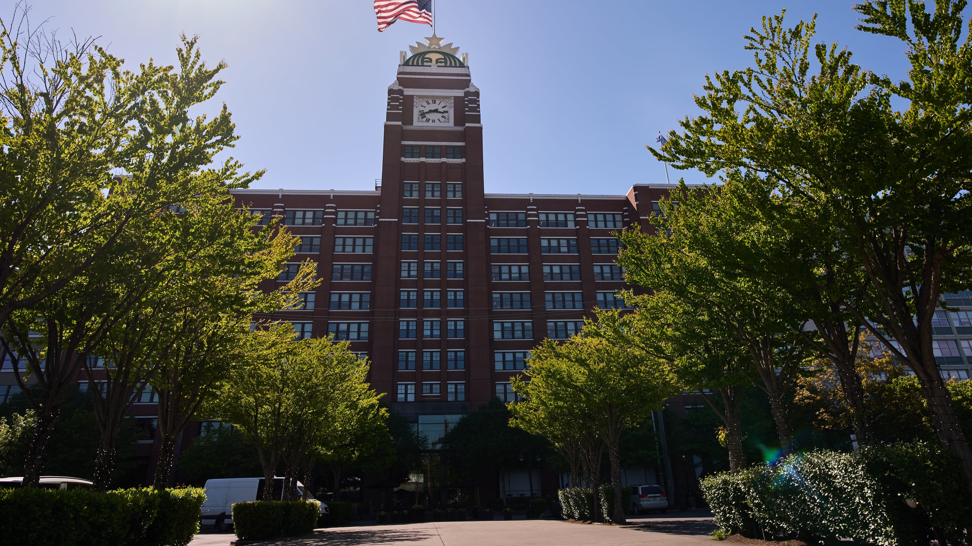 The Starbucks global corporate headquarters building is seen Monday, May 11, 2026, in Seattle. (AP Photo/Lindsey Wasson)