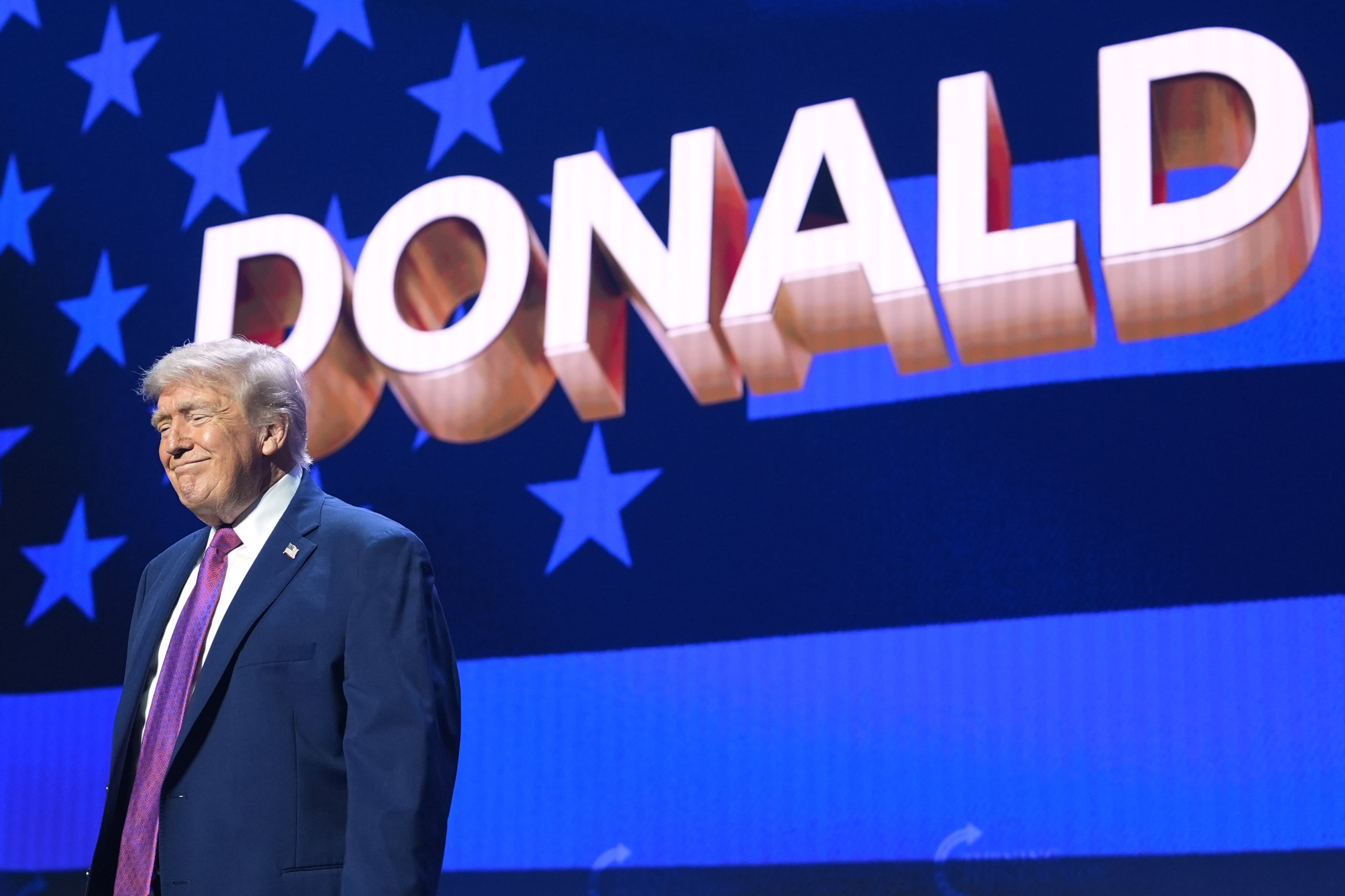 President Donald Trump arrives at a Turning Point USA event at Dream City Church earlier this month in Phoenix. (Alex Brandon/AP)