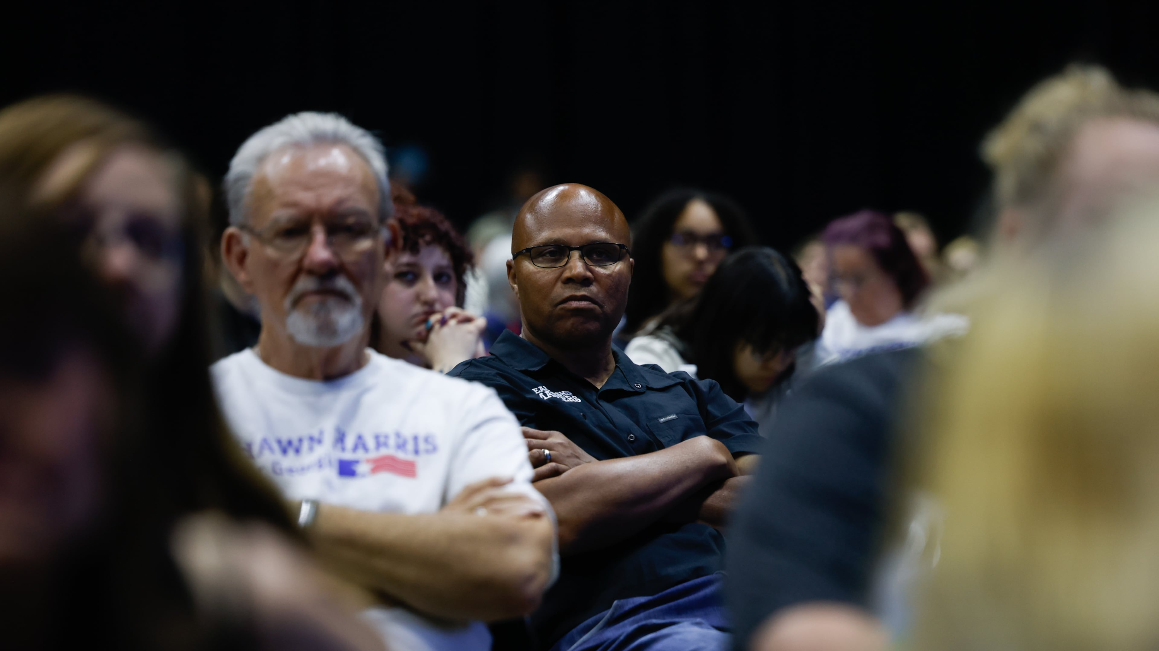 Democratic congressional candidate Shawn Harris attends a town hall about PFAS contamination in Rome on March 31, 2026. (Arvin Temkar/AJC)