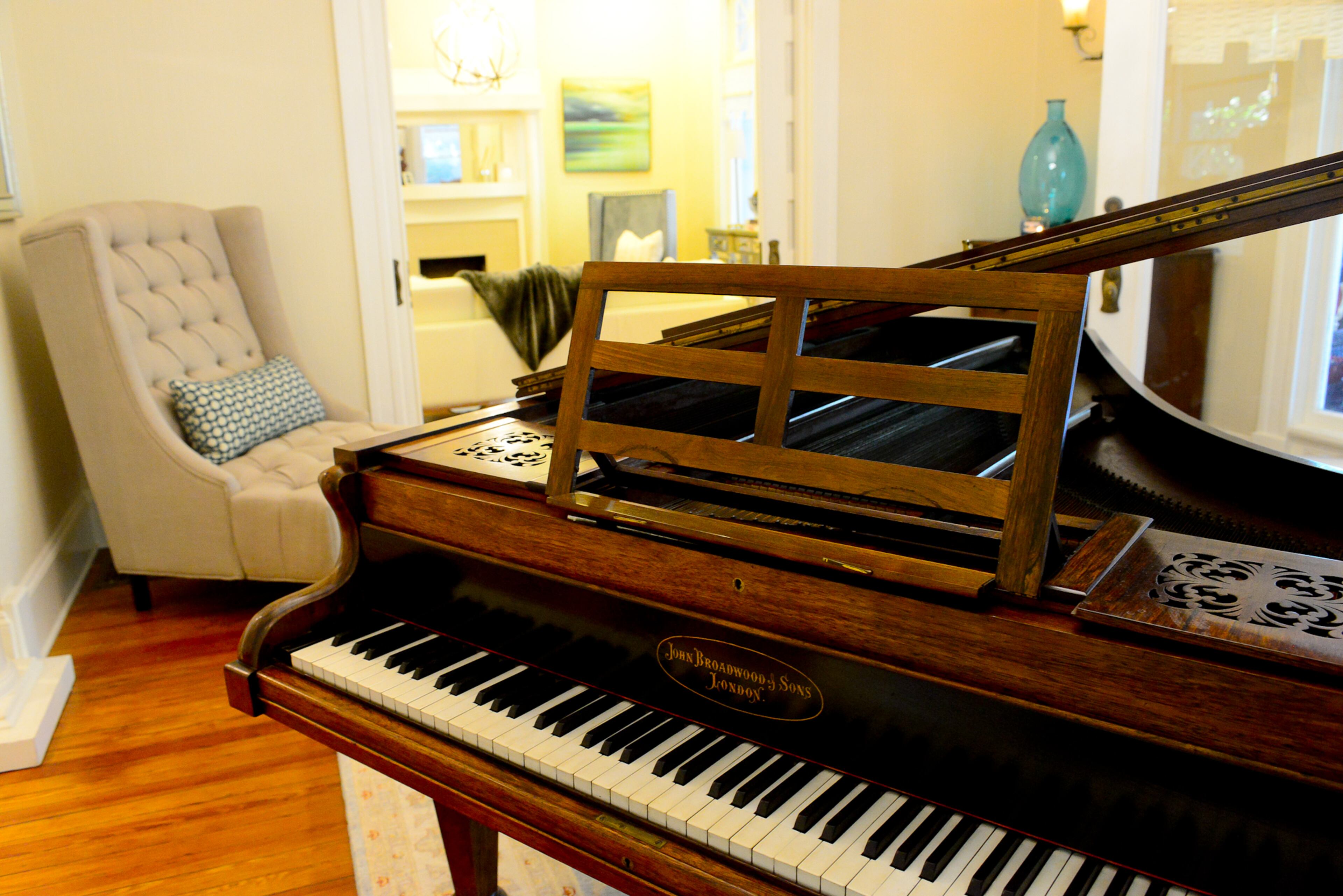 A rosewood baby grand piano is another late 1800s find from Harris Furniture and Auction in Centre, Ala.