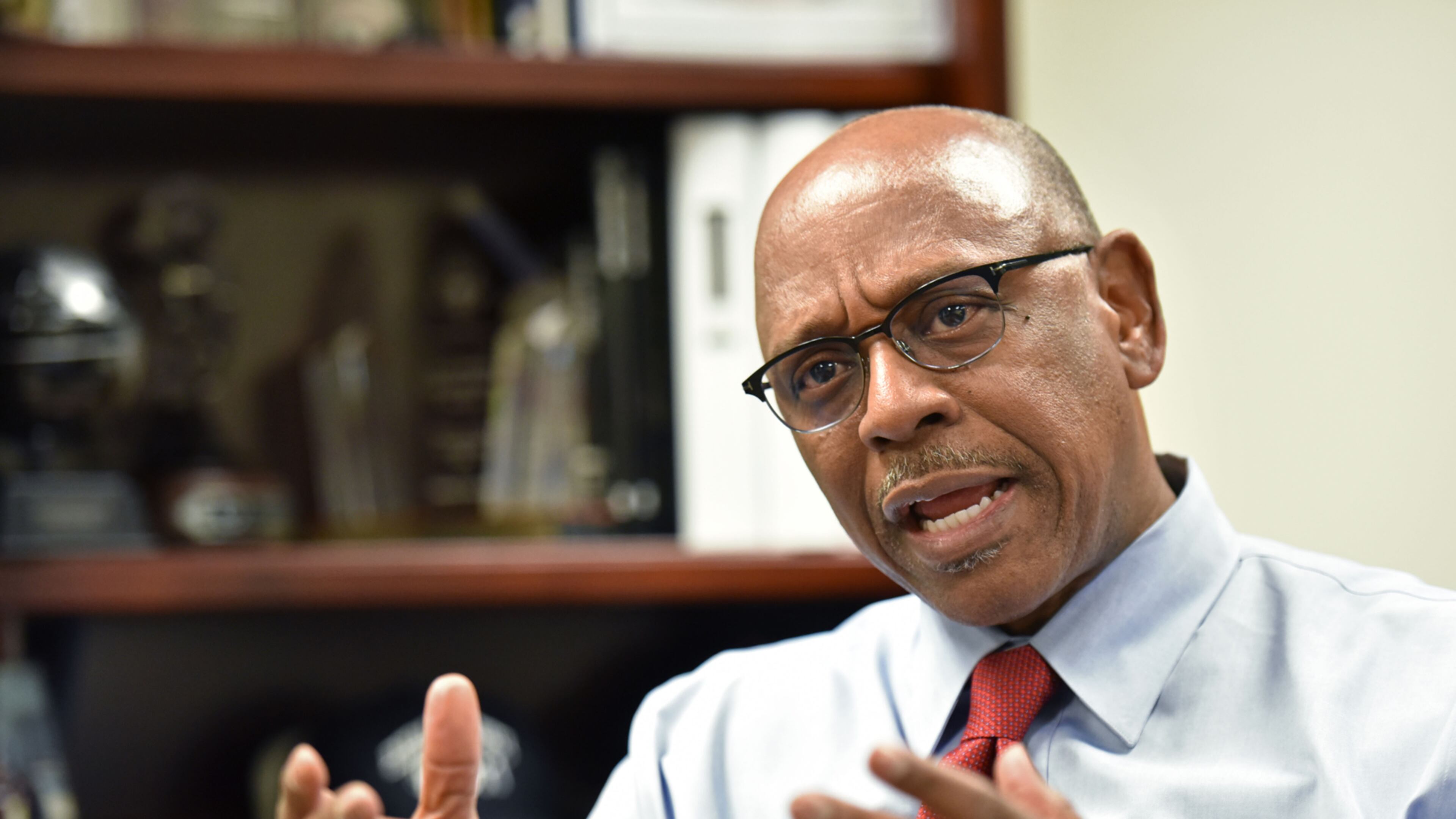 March 1, 2017 Tucker - DeKalb County Public Safety Director Cedric Alexander speaks at his office on Wednesday, March 1, 2017. DeKalb County Public Safety Director Cedric Alexander is resigning after a term in which he rose to national prominence as an advocate for improved relationships between police and their communities. HYOSUB SHIN / HSHIN@AJC.COM