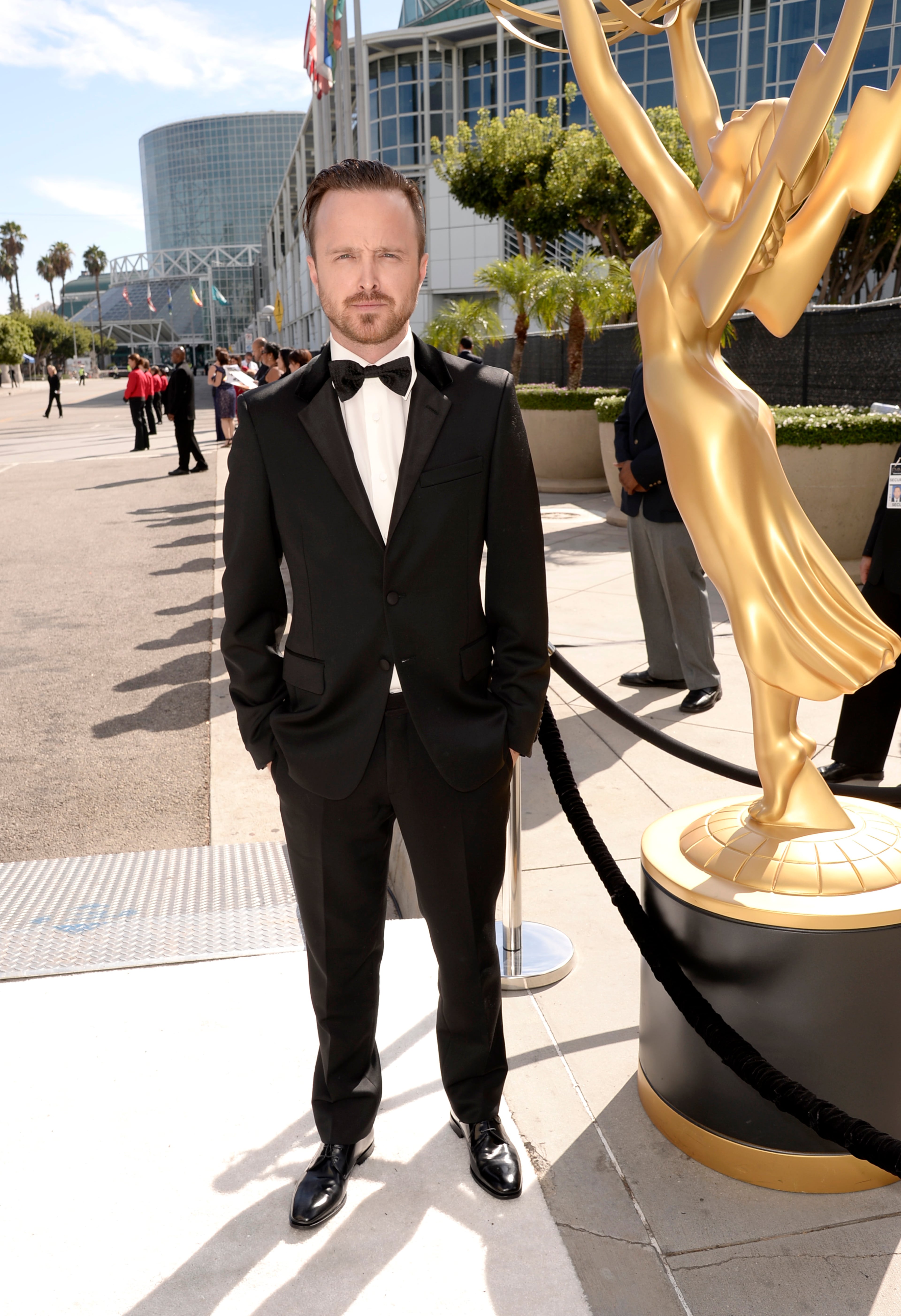 Aaron Paul arrives at the 66th Primetime Emmy Awards at the Nokia Theatre L.A. Live on Monday, Aug. 25, 2014, in Los Angeles. (Photo by Dan Steinberg/Invision for the Television Academy/AP Images)