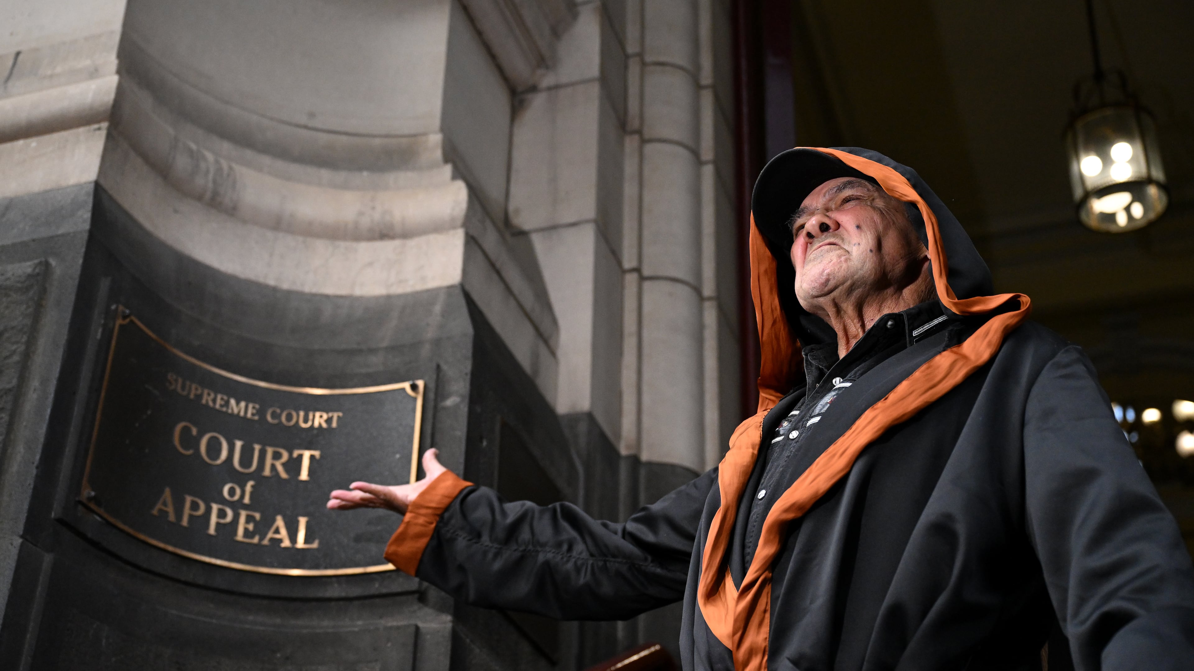 Uncle Robbie Thorpe speaks outside the Victoria state Supreme Court of Appeal in Melbourne, Australia, Wednesday, June 3, 2026. (James Ross/AAP Image via AP)