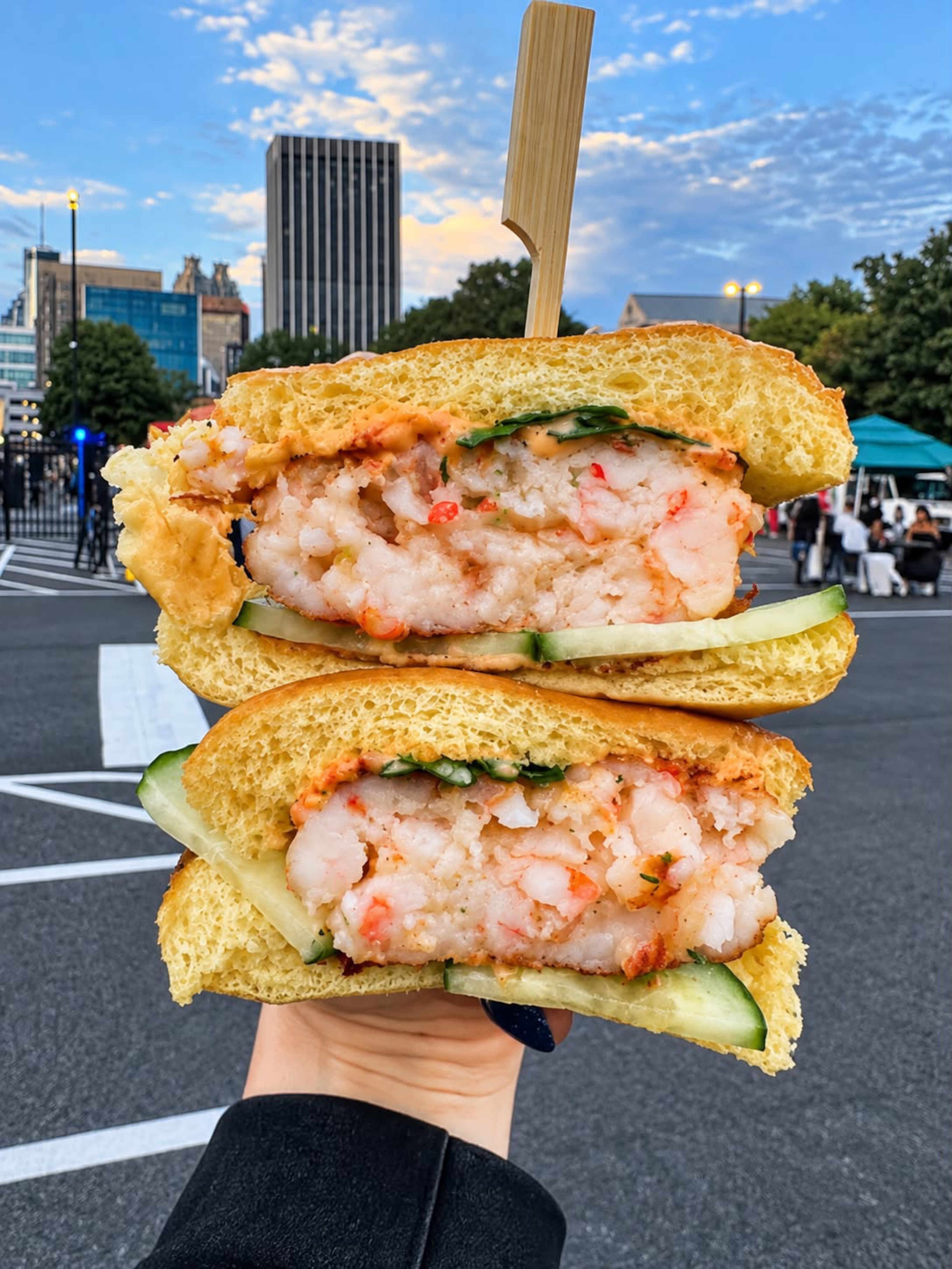 Bun & Bites’ har gow shrimp burger. (Courtesy of Olivia Arnold)