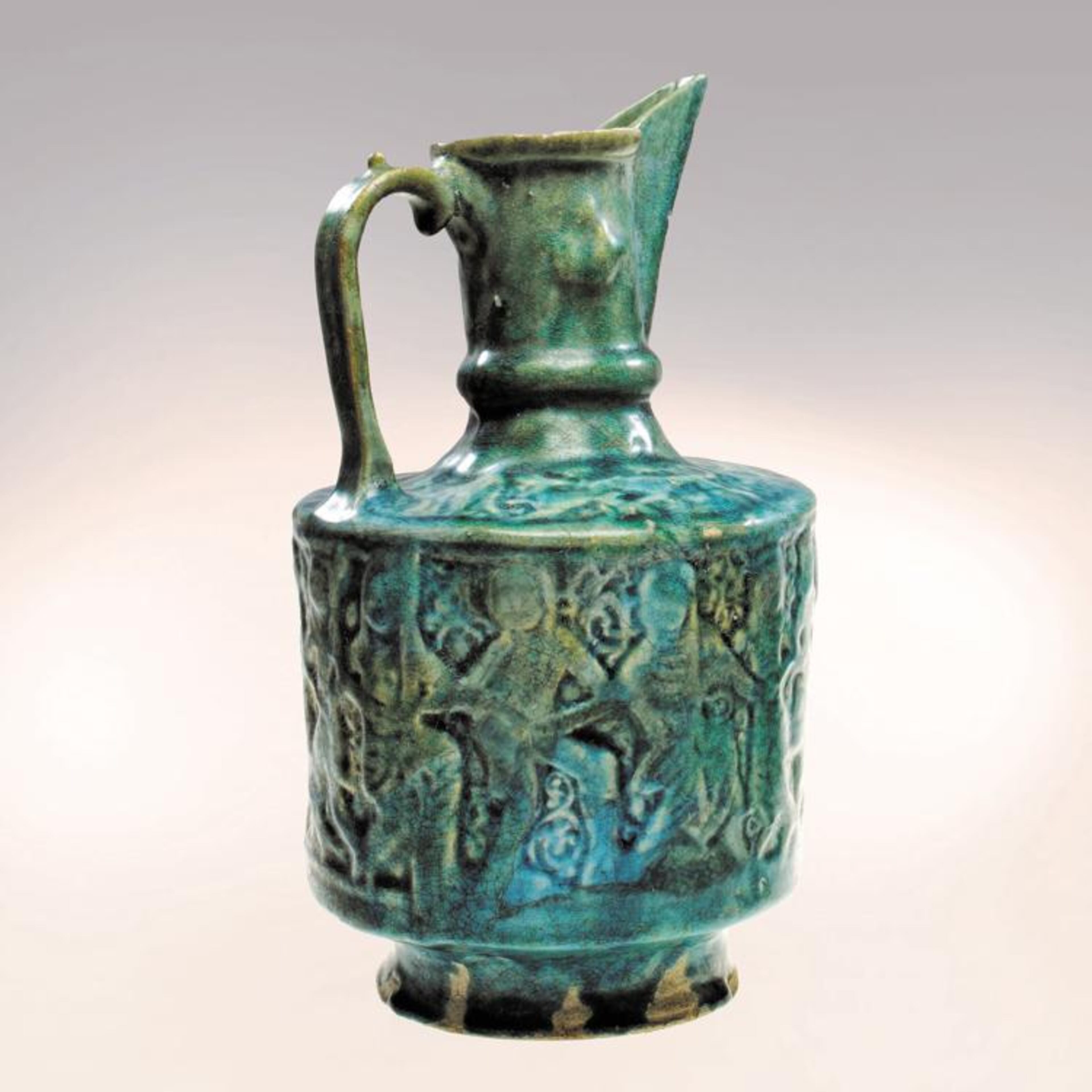 This blue green glass pitcher comes from 13th century Venice, and is of the kind used by Marco Polo. It will be part of "Marco Polo: Man and Myth" exhibition, opening Friday at the Fernbank Museum of Natural History.