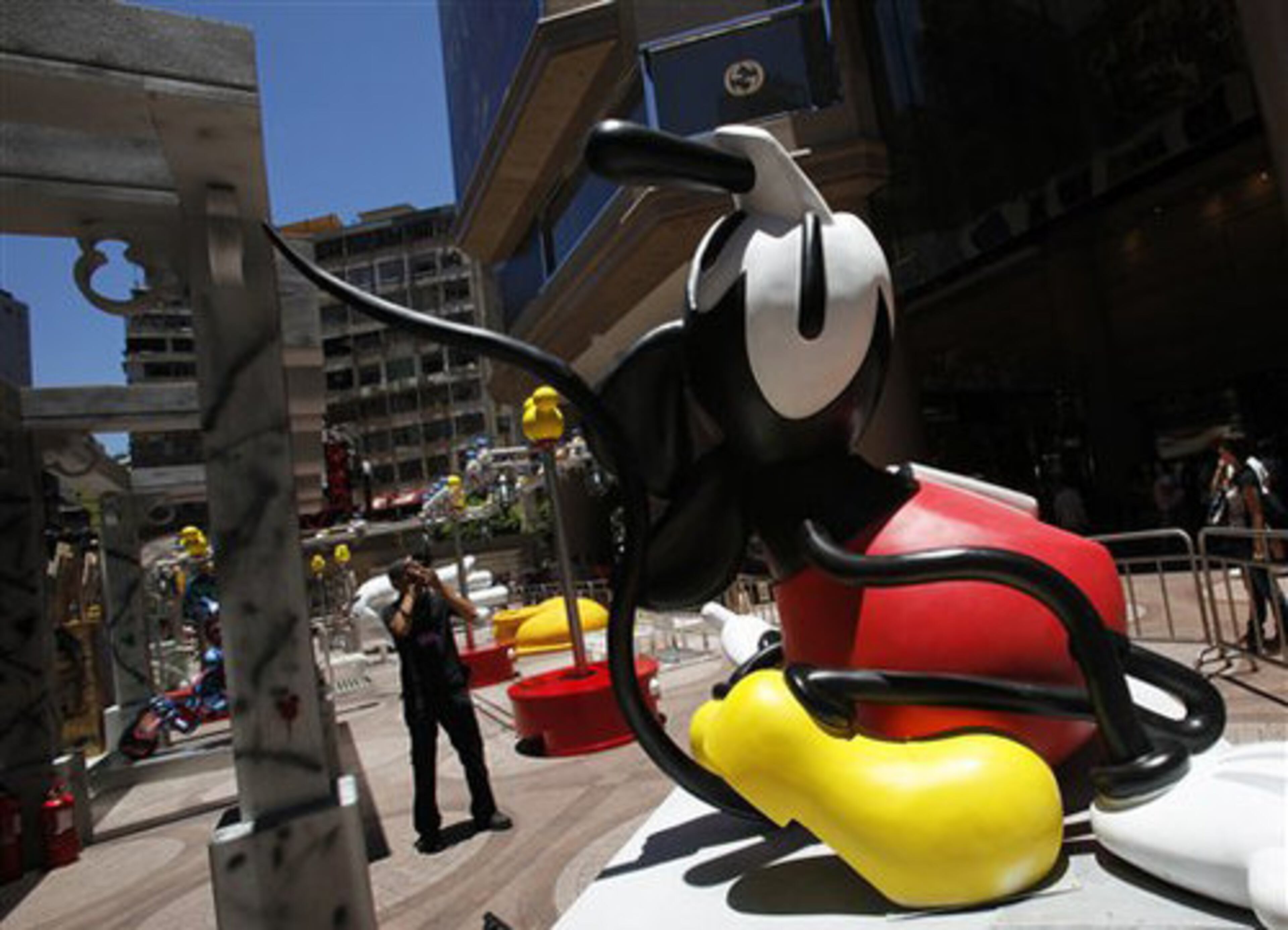 A Mickey Mouse creation by Japanese artist Suiko is displayed outside the mall.