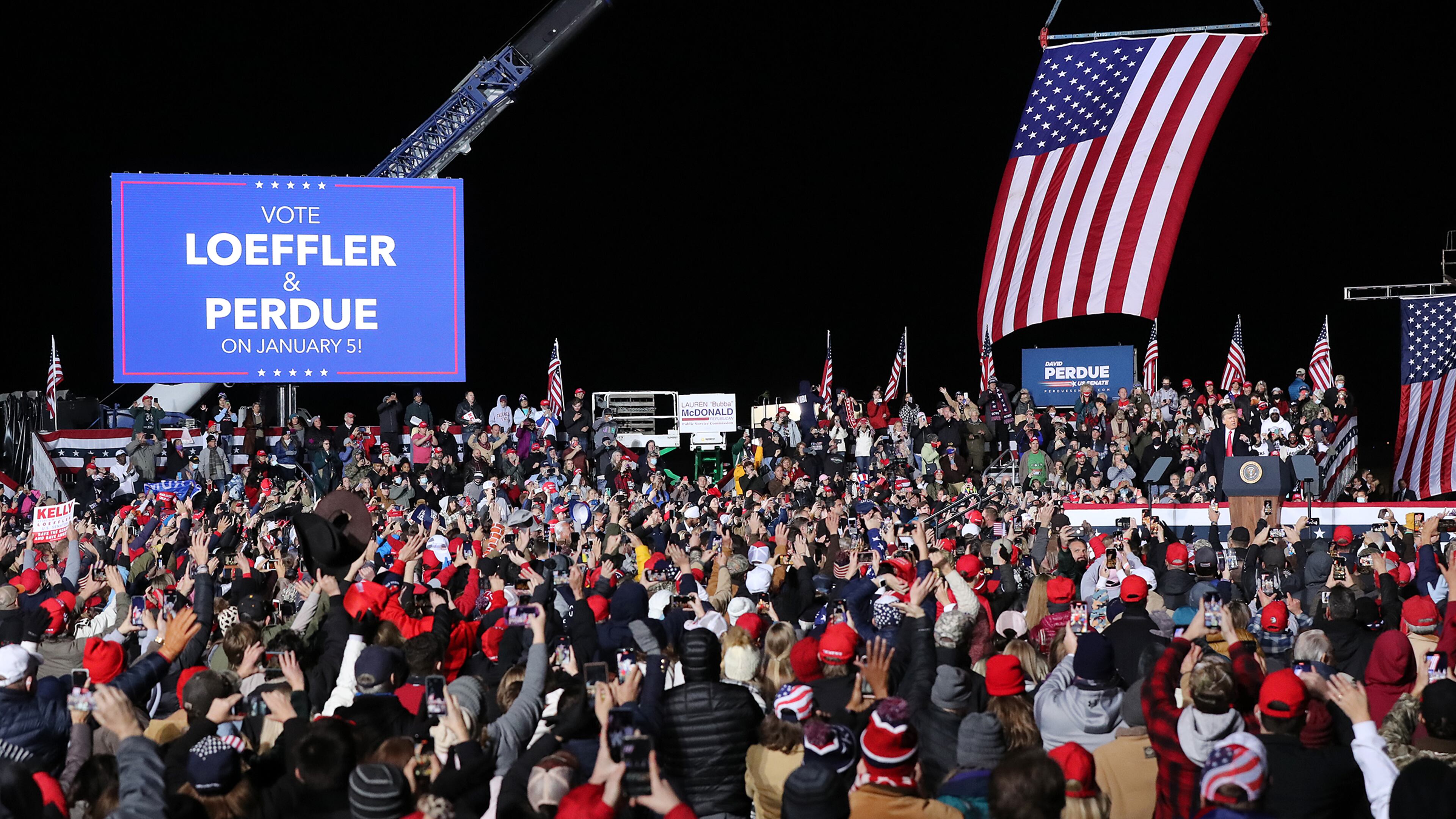 Thousands turned out Monday at Dalton Regional Airport for a rally President Donald Trump held for Republican U.S. Sens. David Perdue and Kelly Loeffler. Curtis Compton / Curtis.Compton@ajc.com”